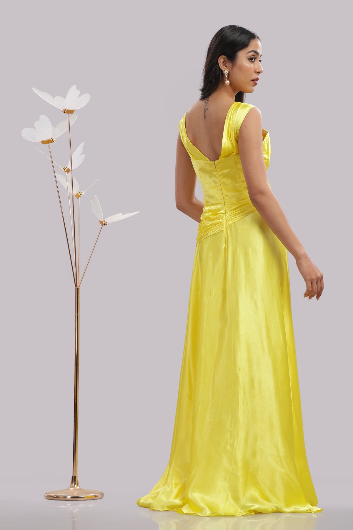 Yellow Sunbeam Satin Gown