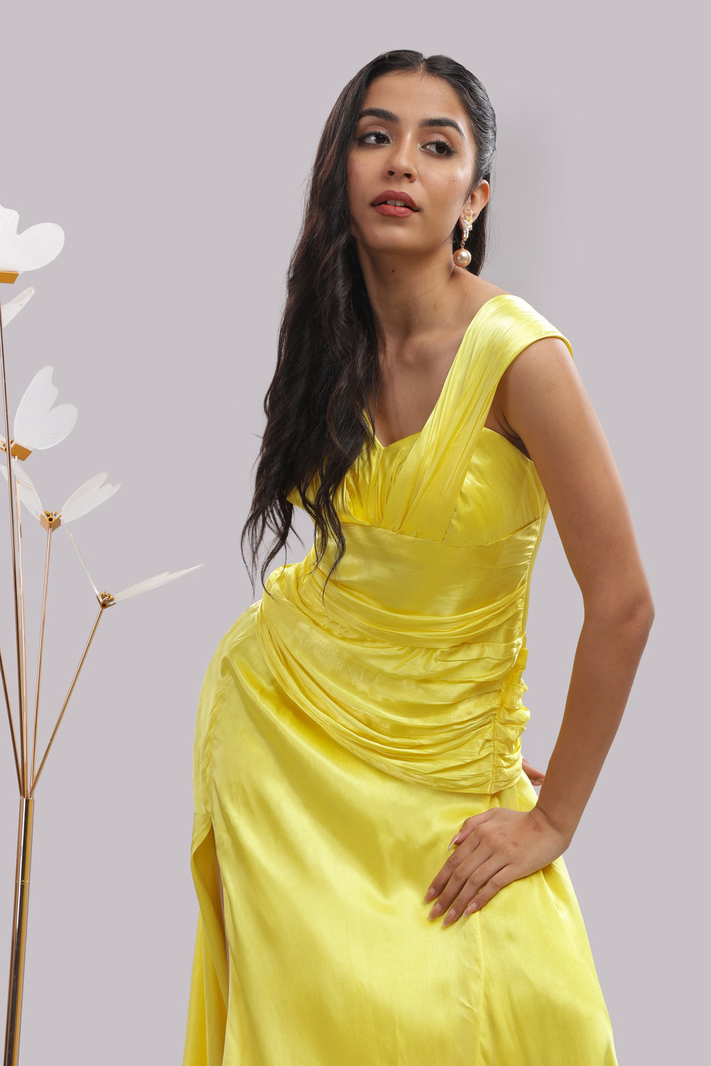Yellow Sunbeam Satin Gown