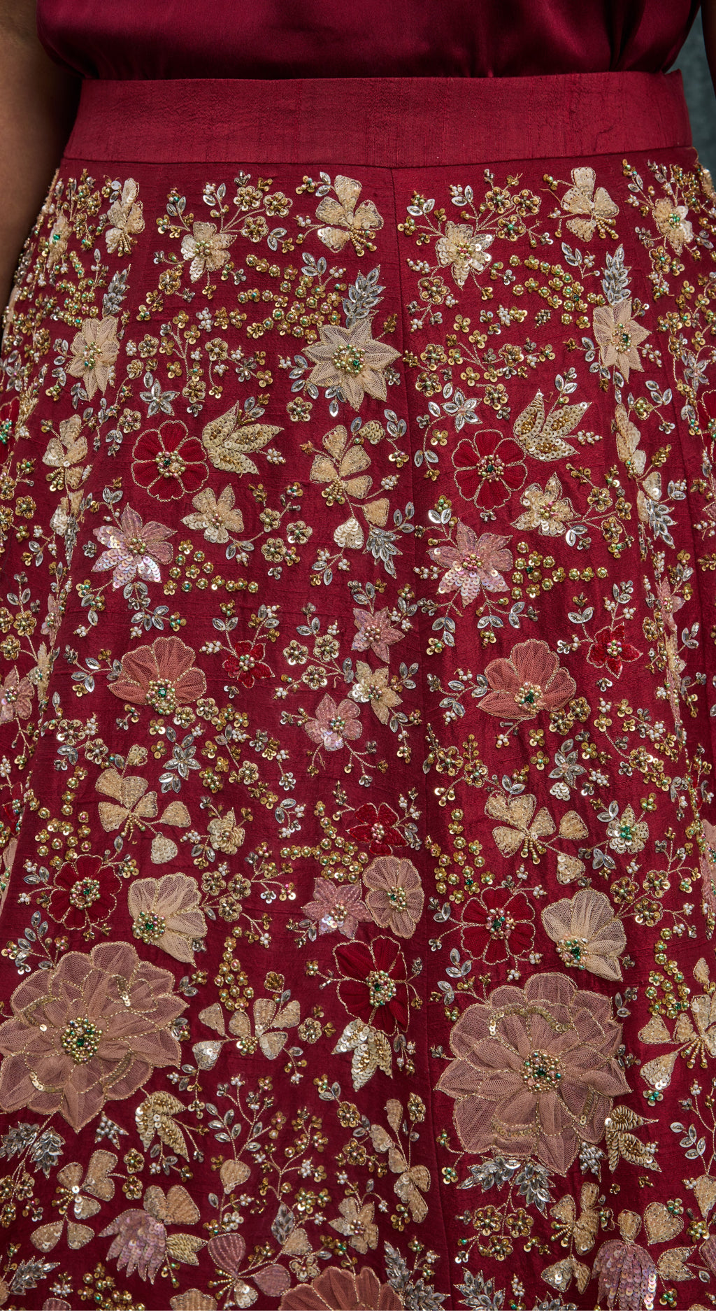 Burgundy Bloom Jacket Lehenga