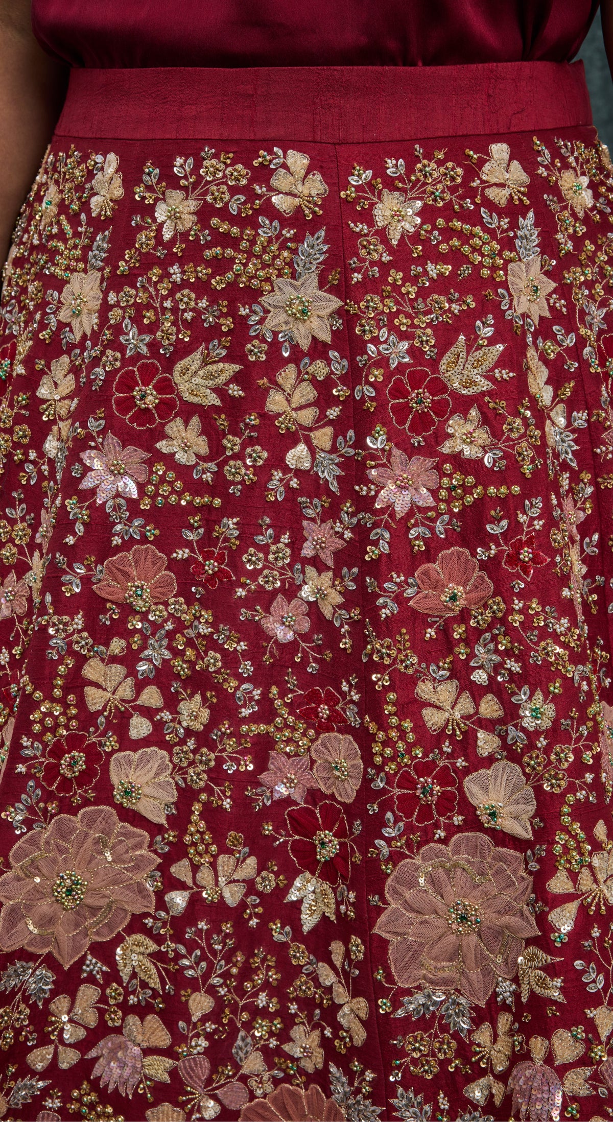Burgundy Bloom Jacket Lehenga