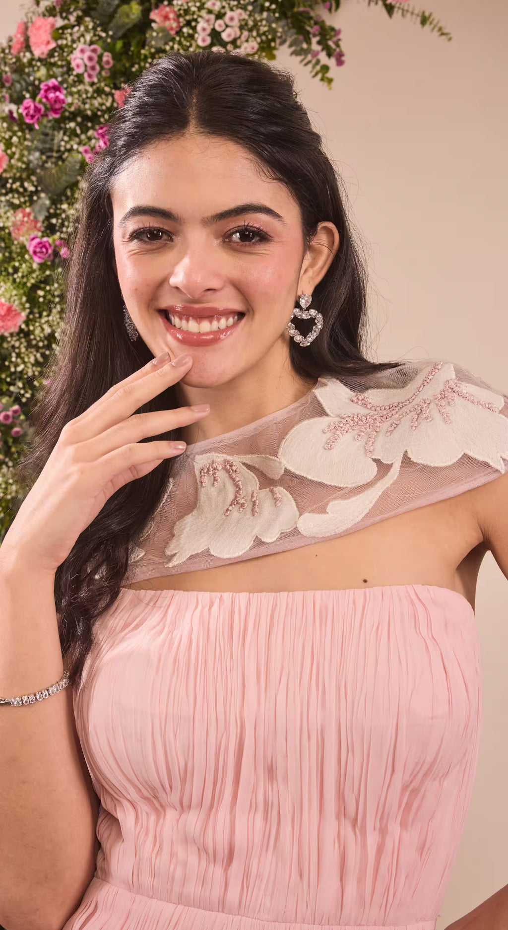 Blush Blossom Embroidered Palazzo Set