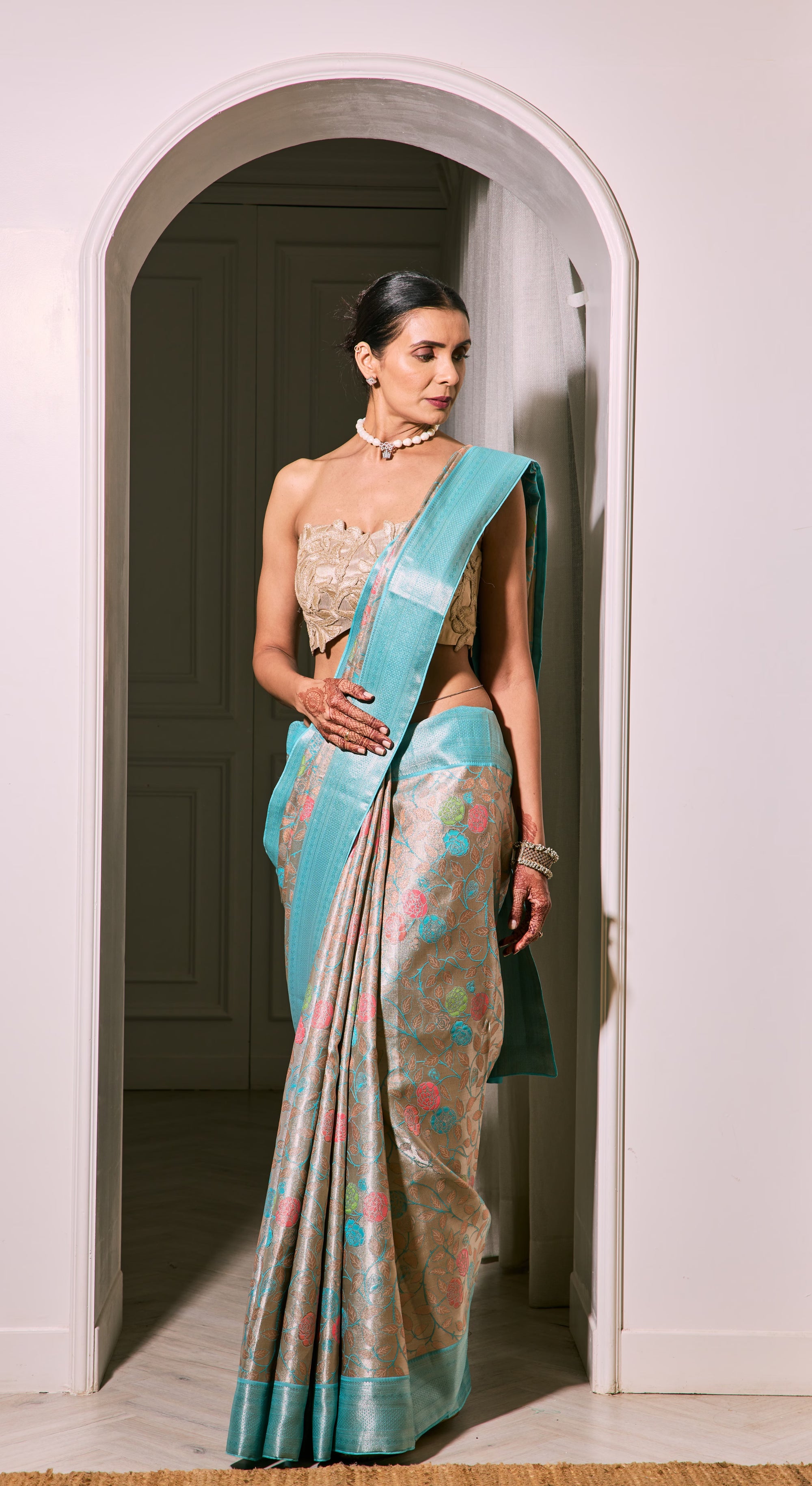 Turquoise Garden Saree