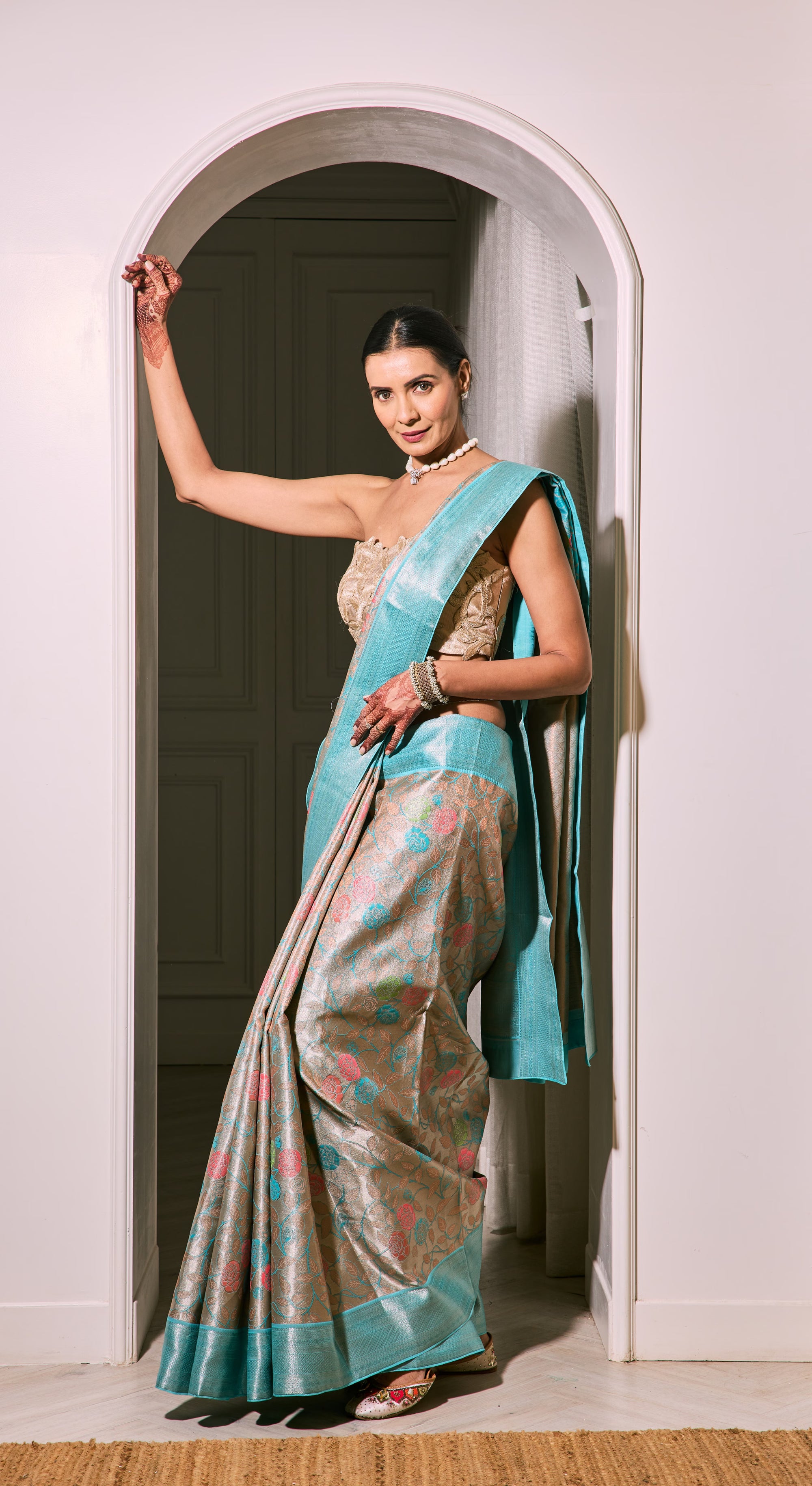 Turquoise Garden Saree