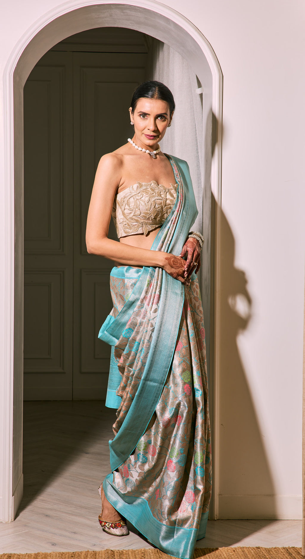 Turquoise Garden Saree
