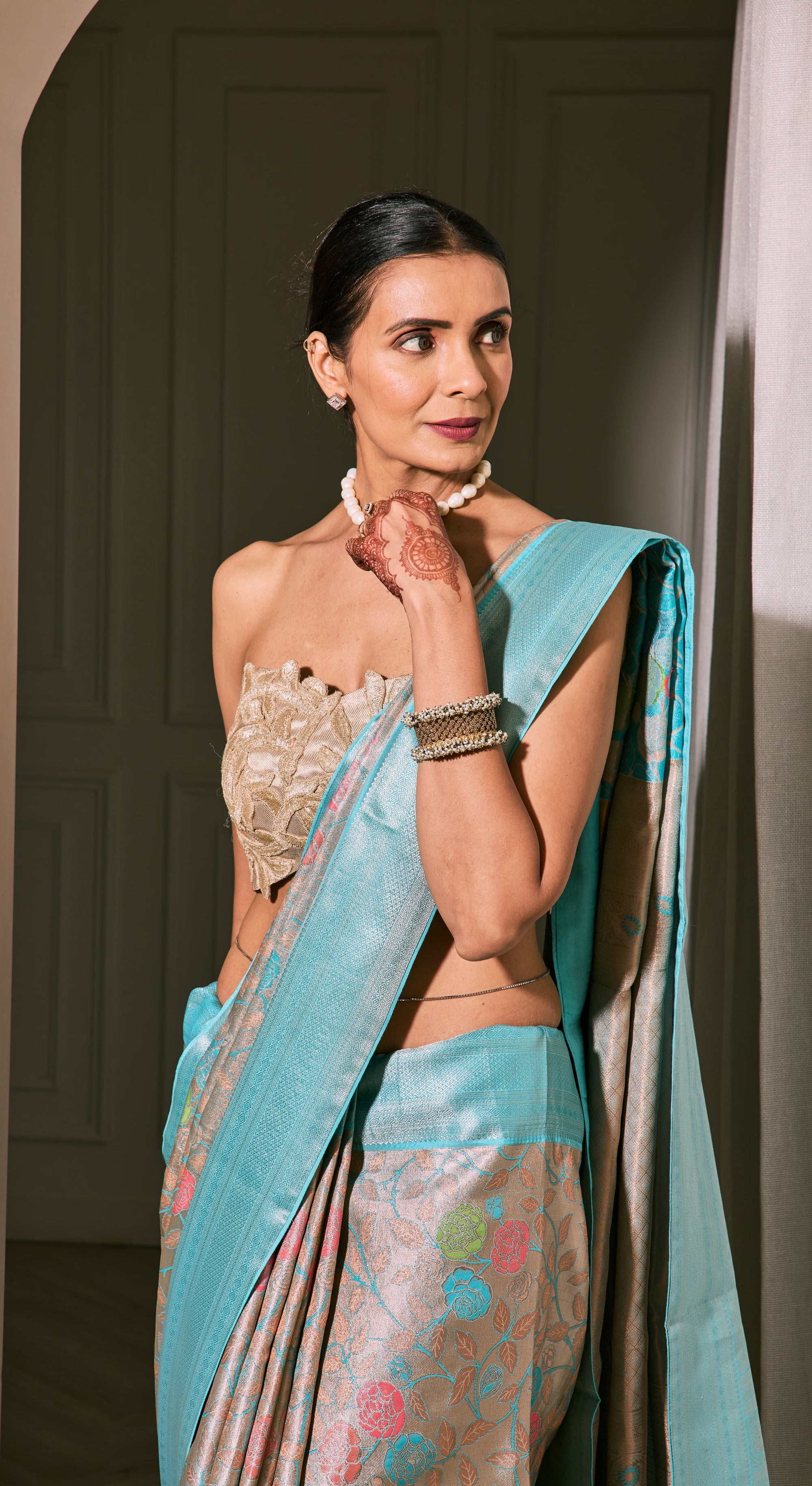 Turquoise Garden Saree