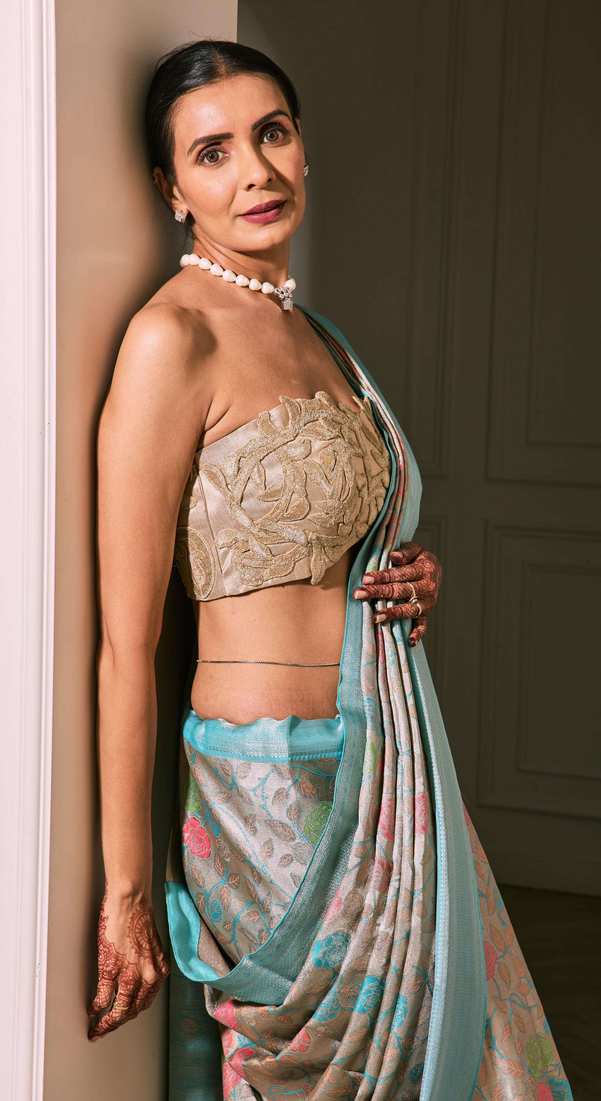 Turquoise Garden Saree