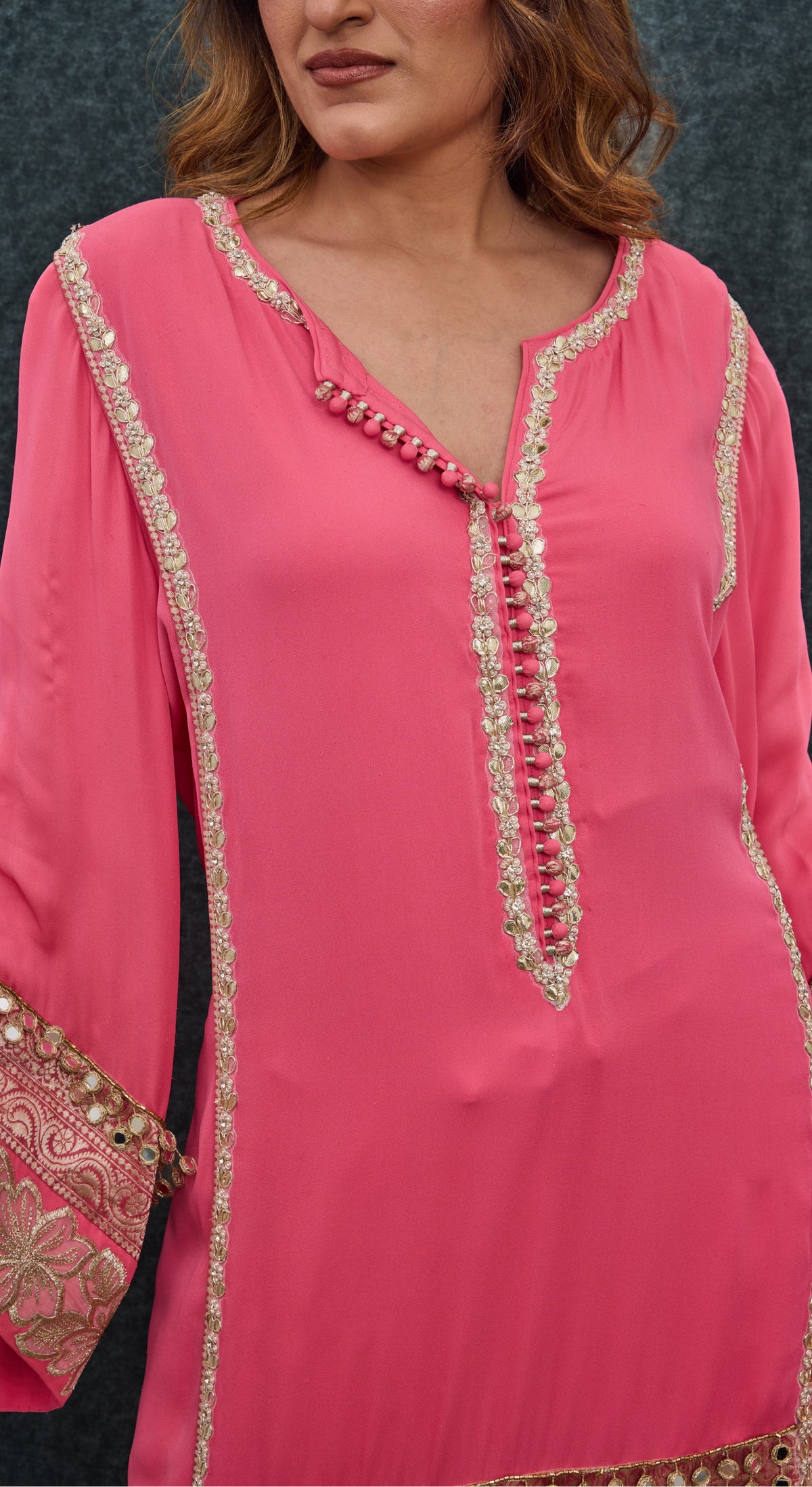 Pink Garden Mirror Kurta Set