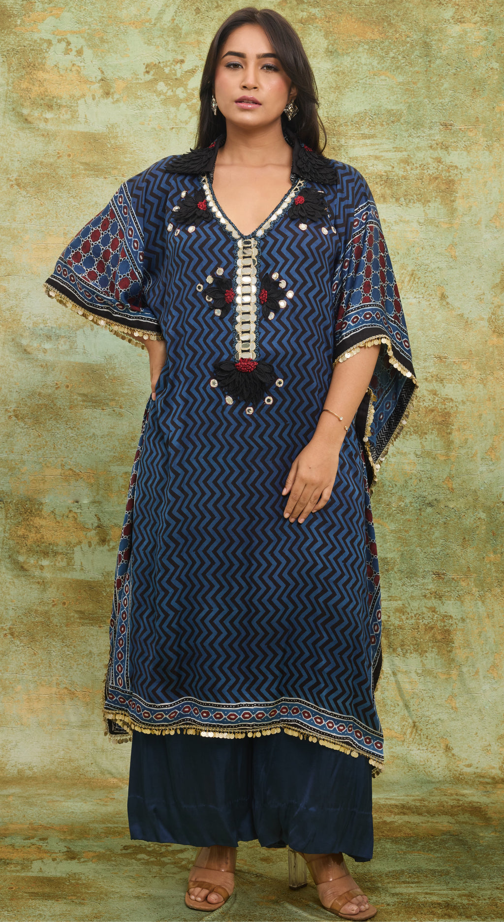 Midnight Chevron Mirror Kaftan Set