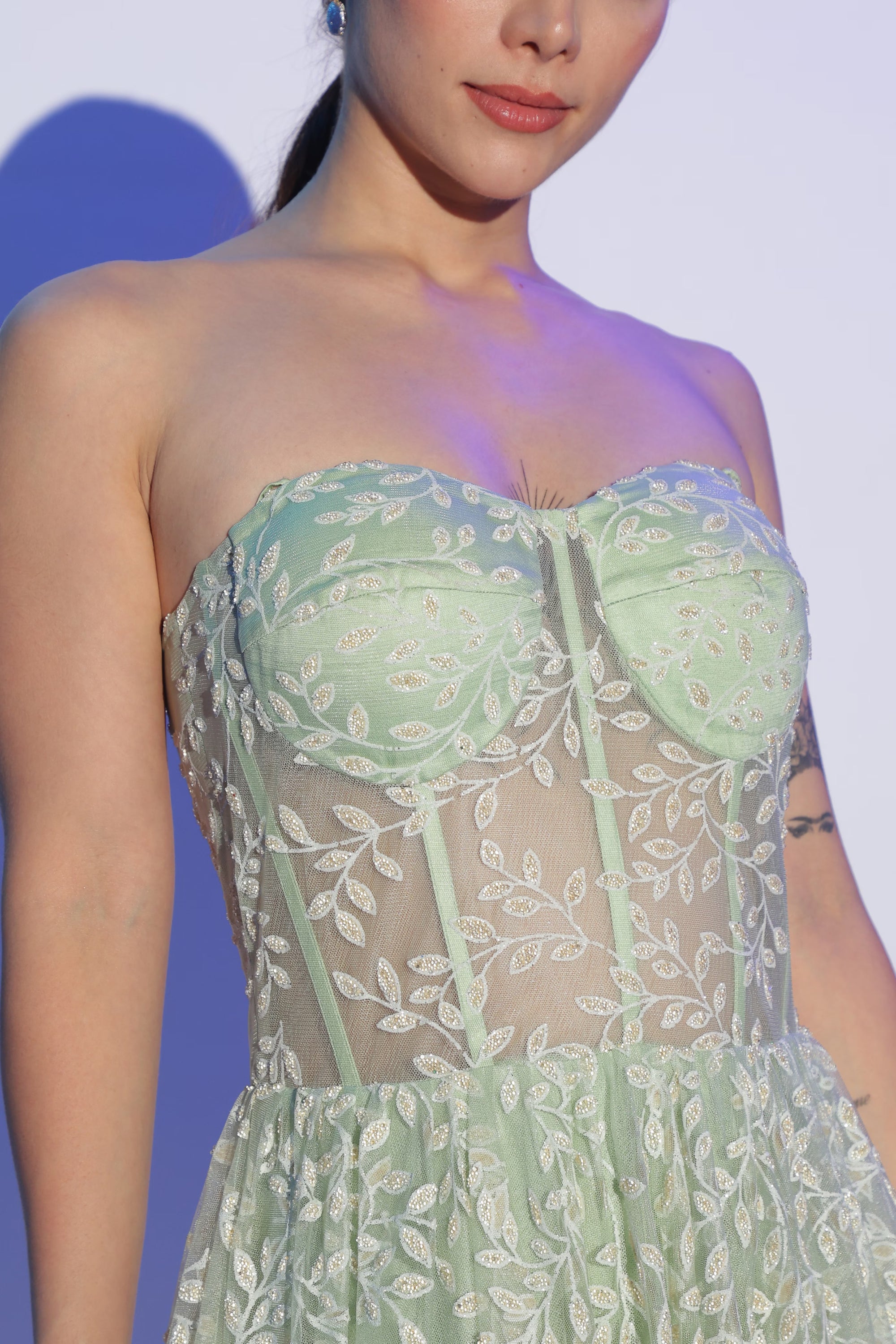 Mint Green Sheer Corset Dress