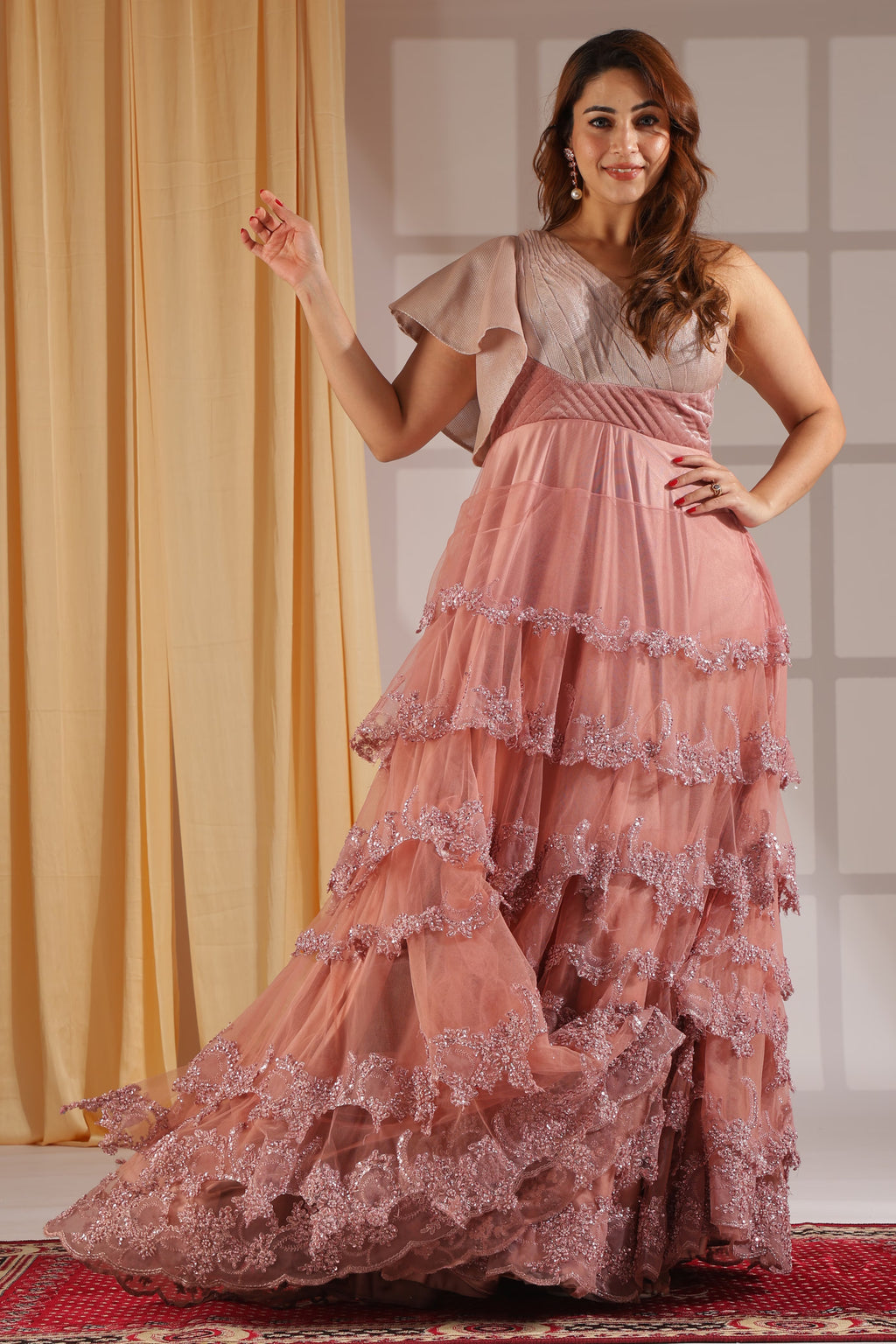 Blush Luxe Ruffle Gown