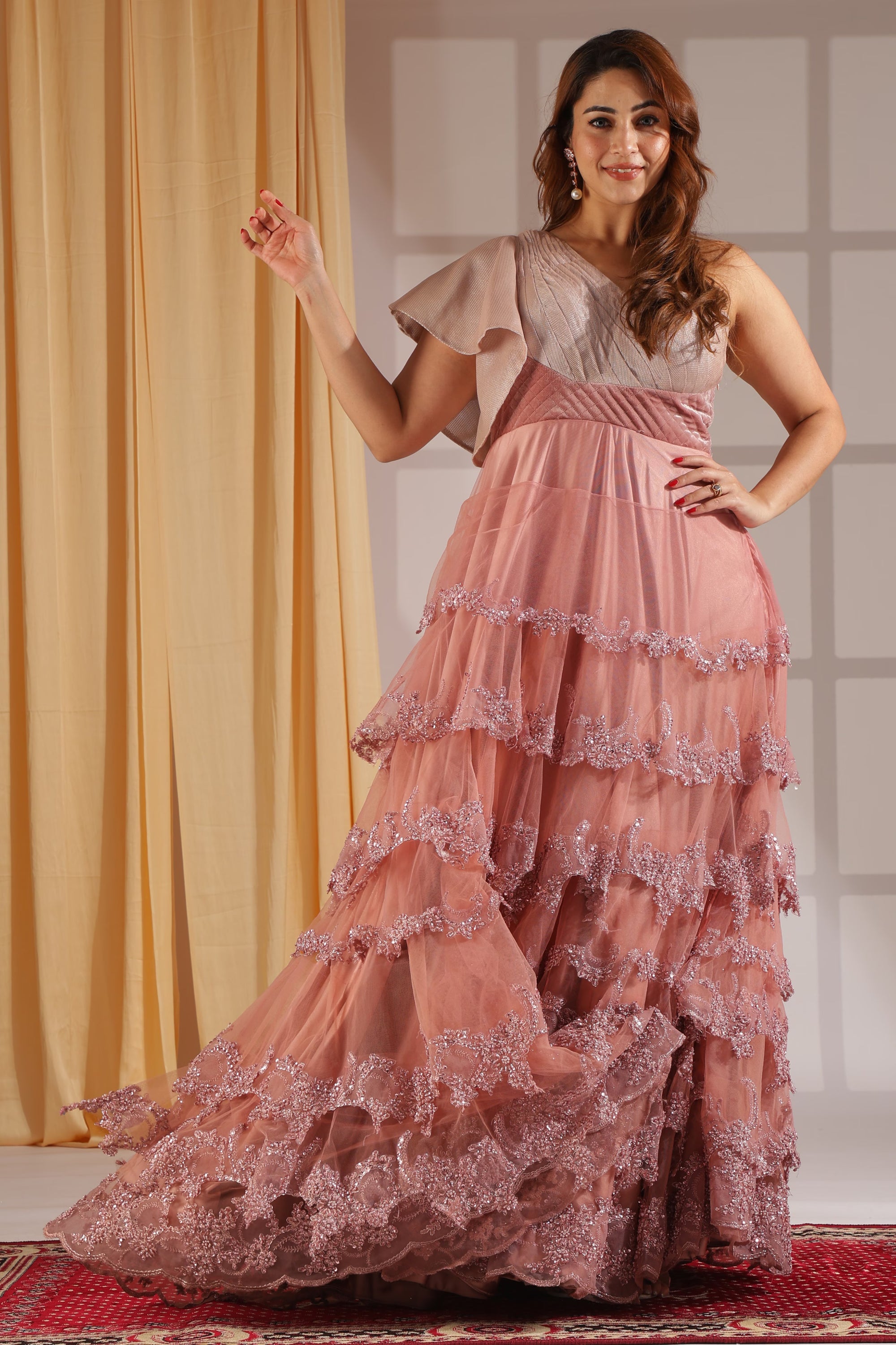 Blush Luxe Ruffle Gown