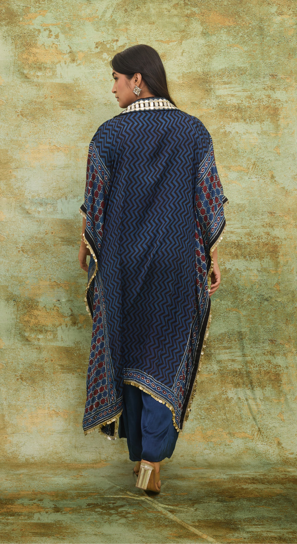Midnight Chevron Mirror Kaftan Set