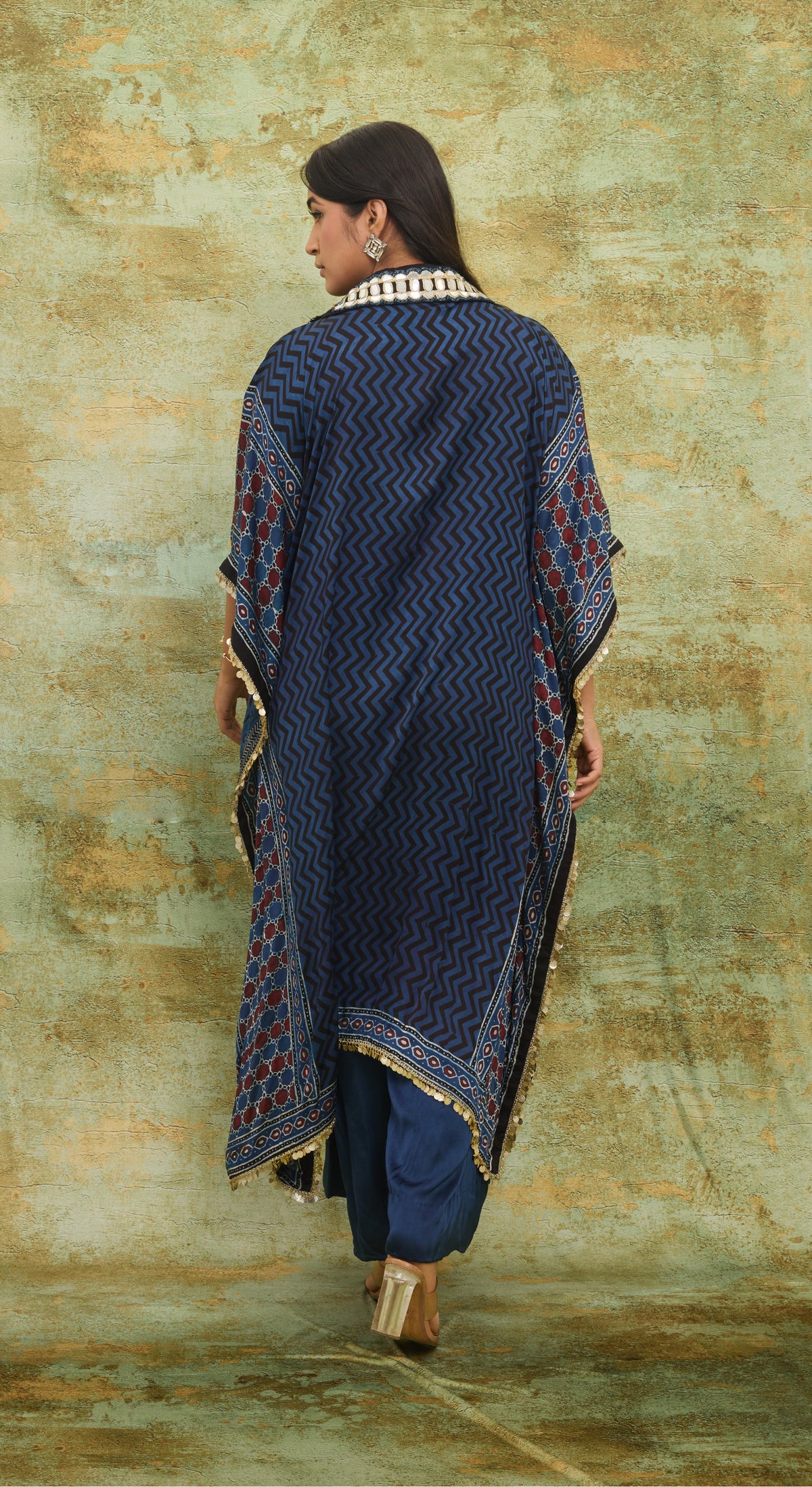 Midnight Chevron Mirror Kaftan Set