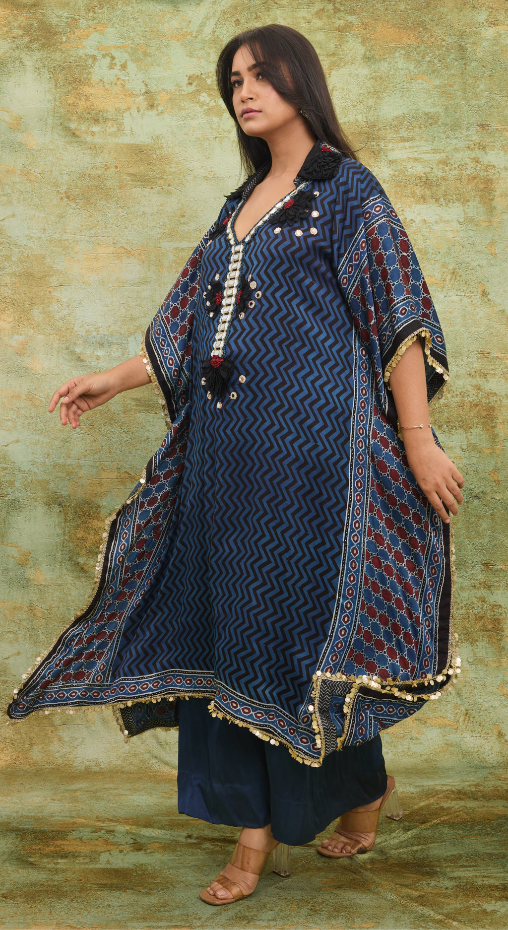 Midnight Chevron Mirror Kaftan Set