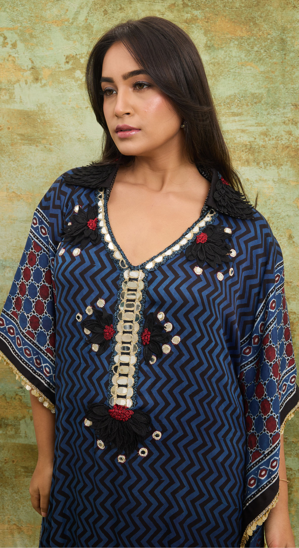 Midnight Chevron Mirror Kaftan Set