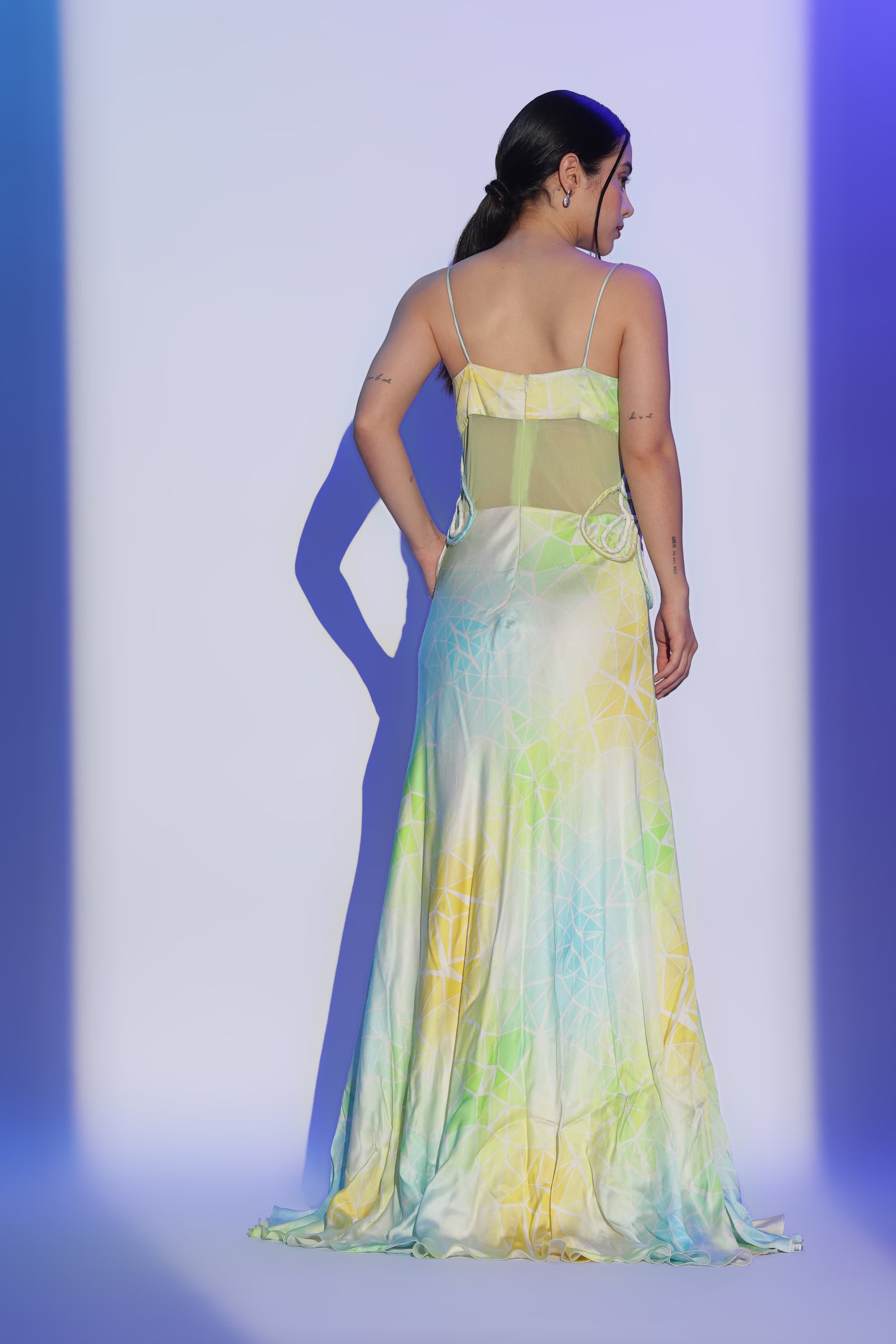 Pastel Ombré  3D Corded Embellished Gown
