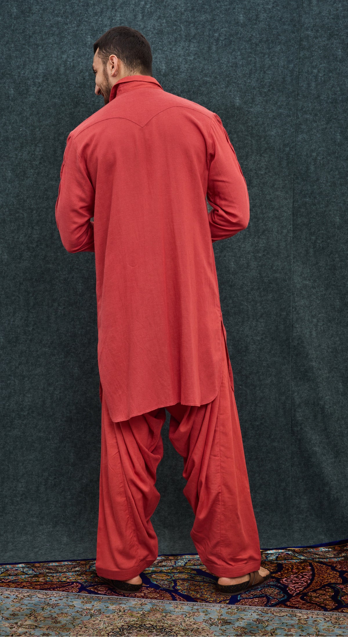 Coral Pleated Utility Kurta Set