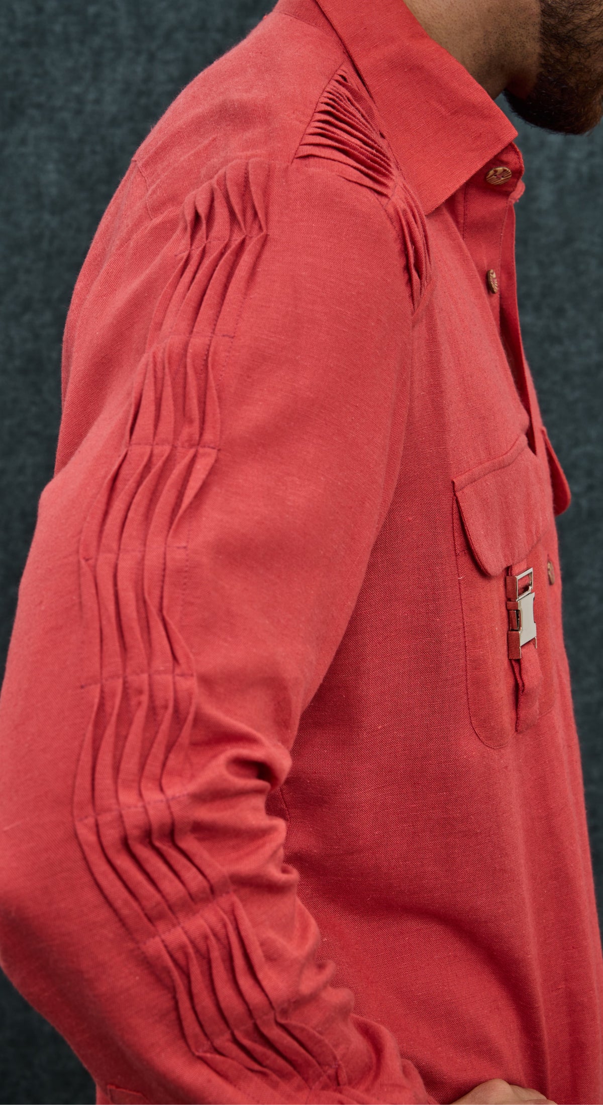 Coral Pleated Utility Kurta Set