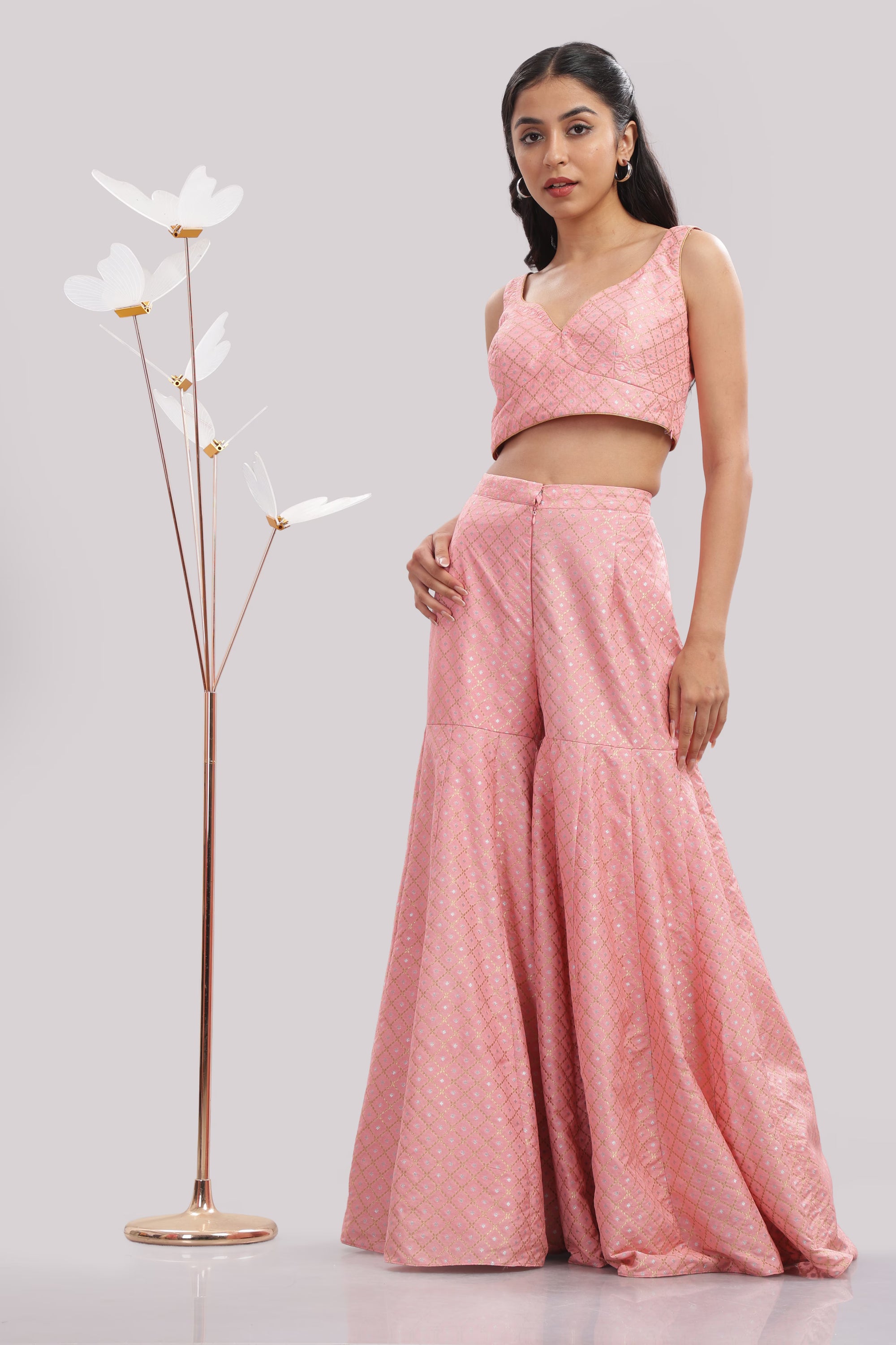 Blooming Pink Palazzo Ensemble