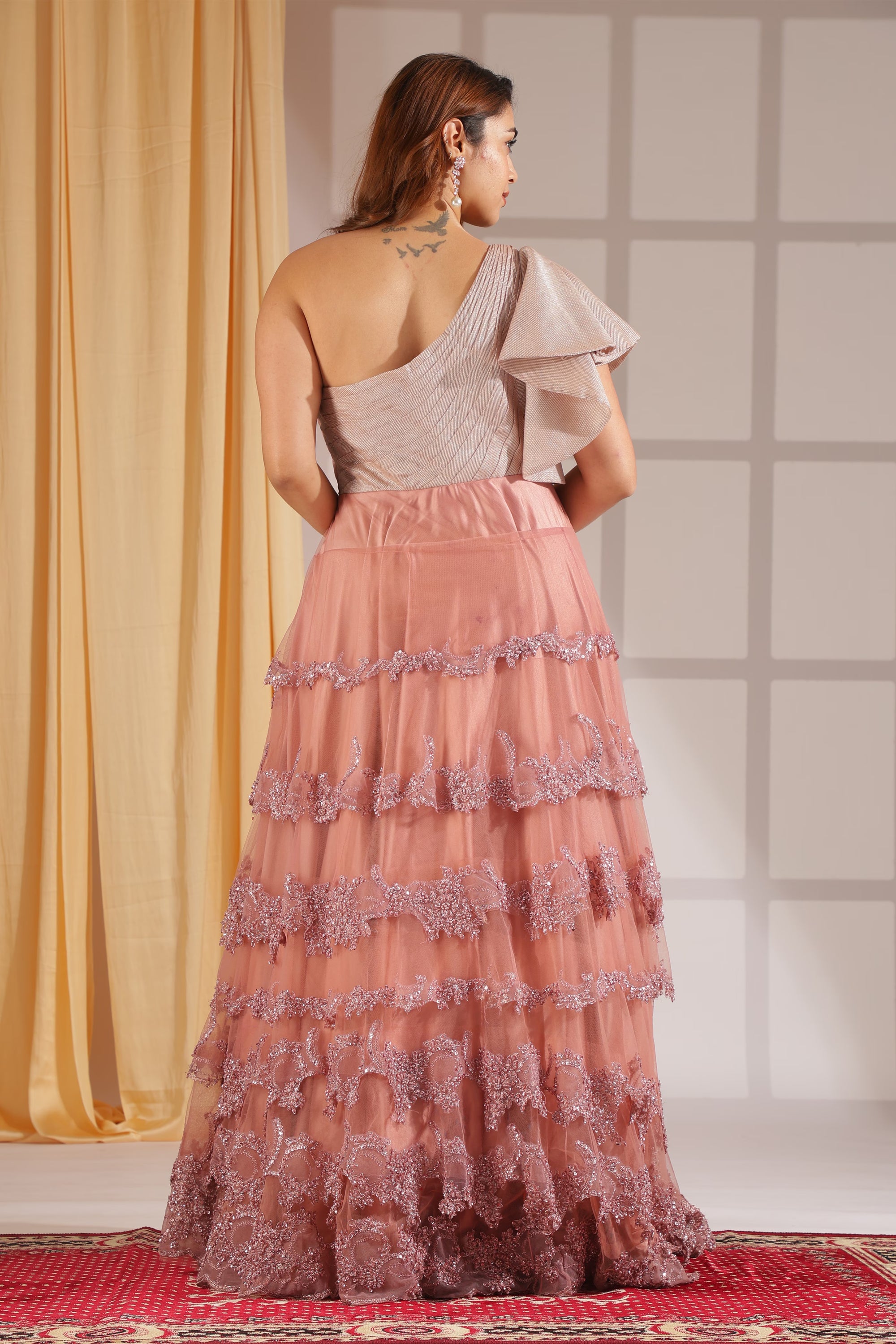Blush Luxe Ruffle Gown
