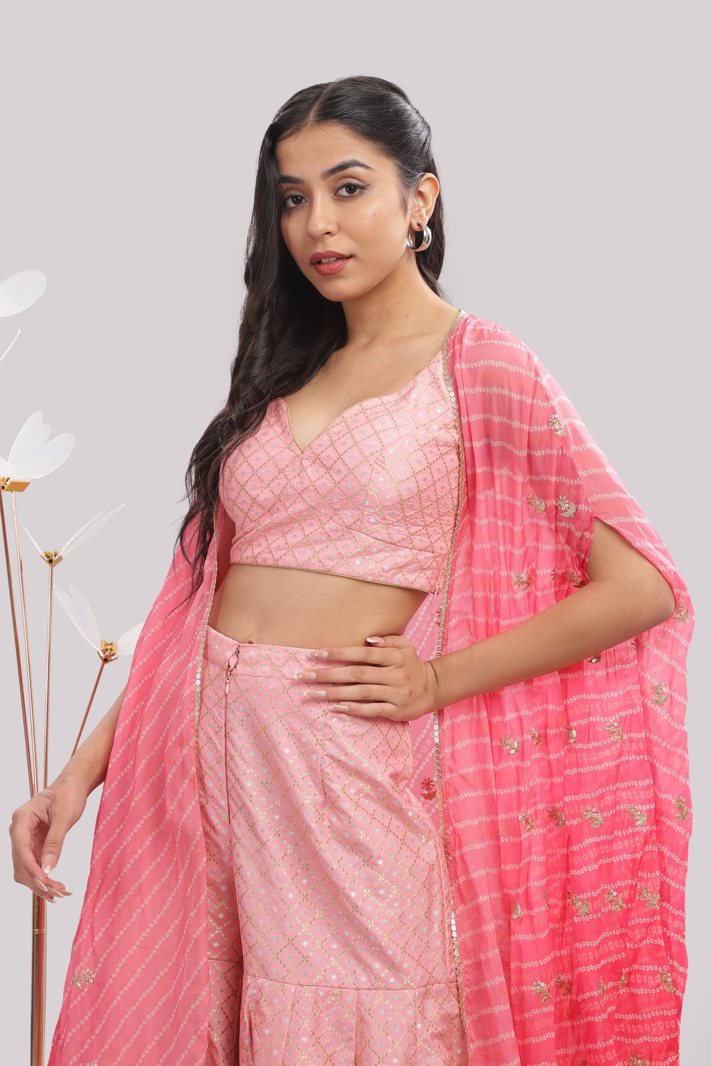 Blooming Pink Palazzo Ensemble