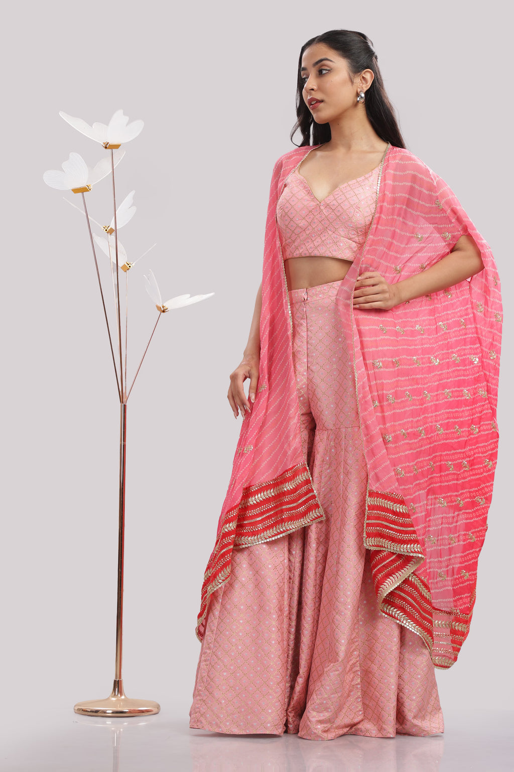 Blooming Pink Palazzo Ensemble