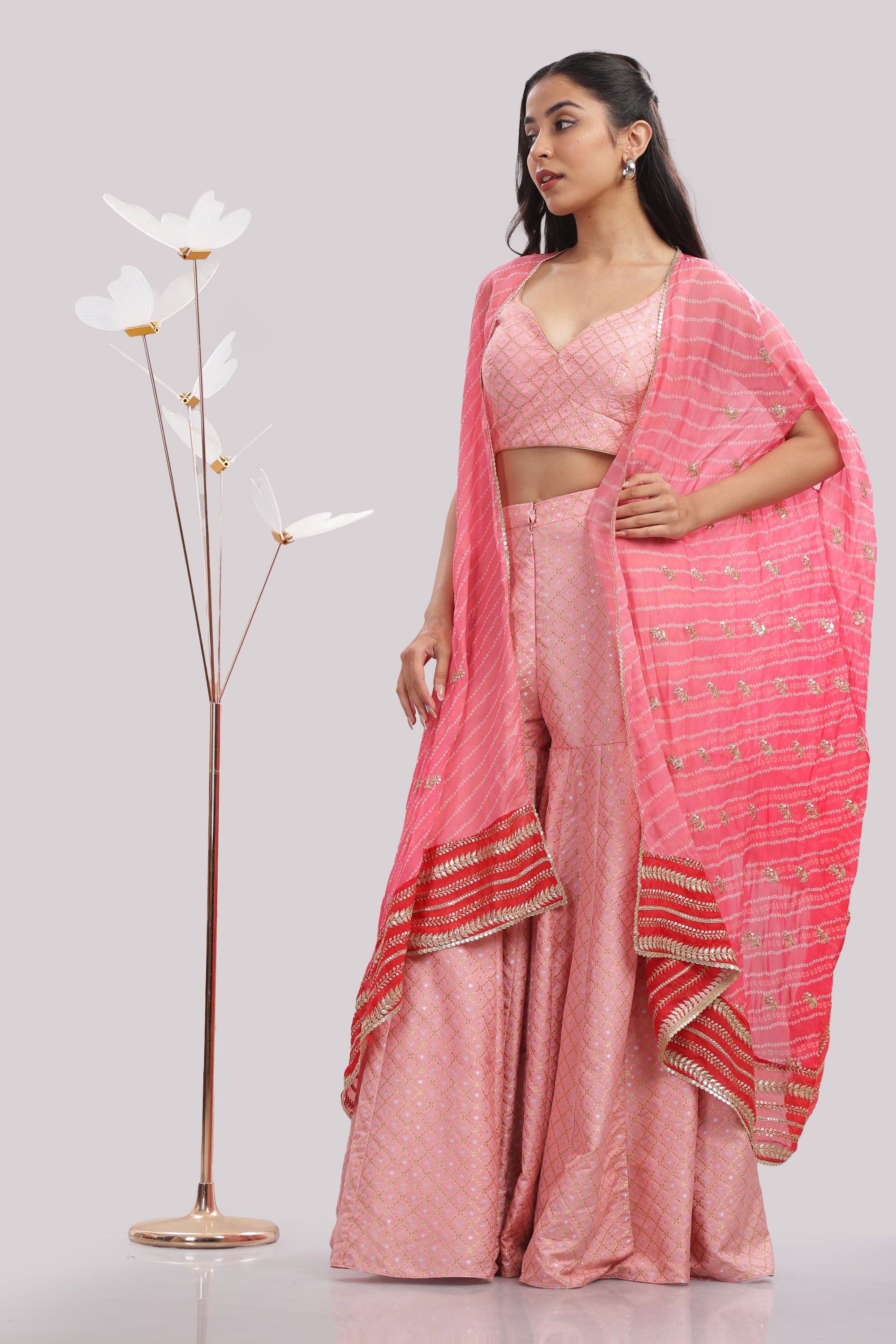 Blooming Pink Palazzo Ensemble