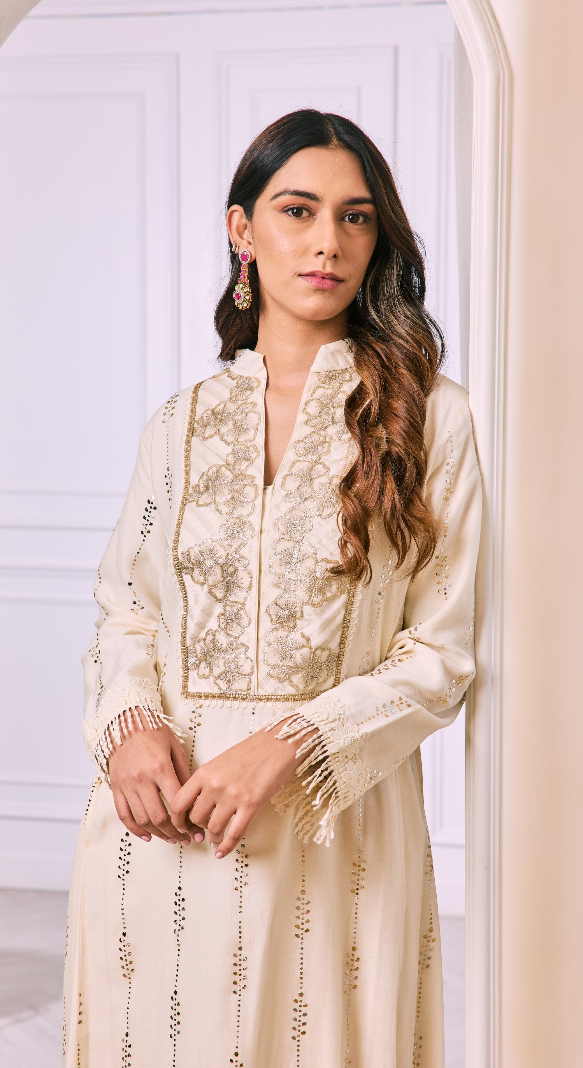 Ivory Blossom Embroidered Kurta Set