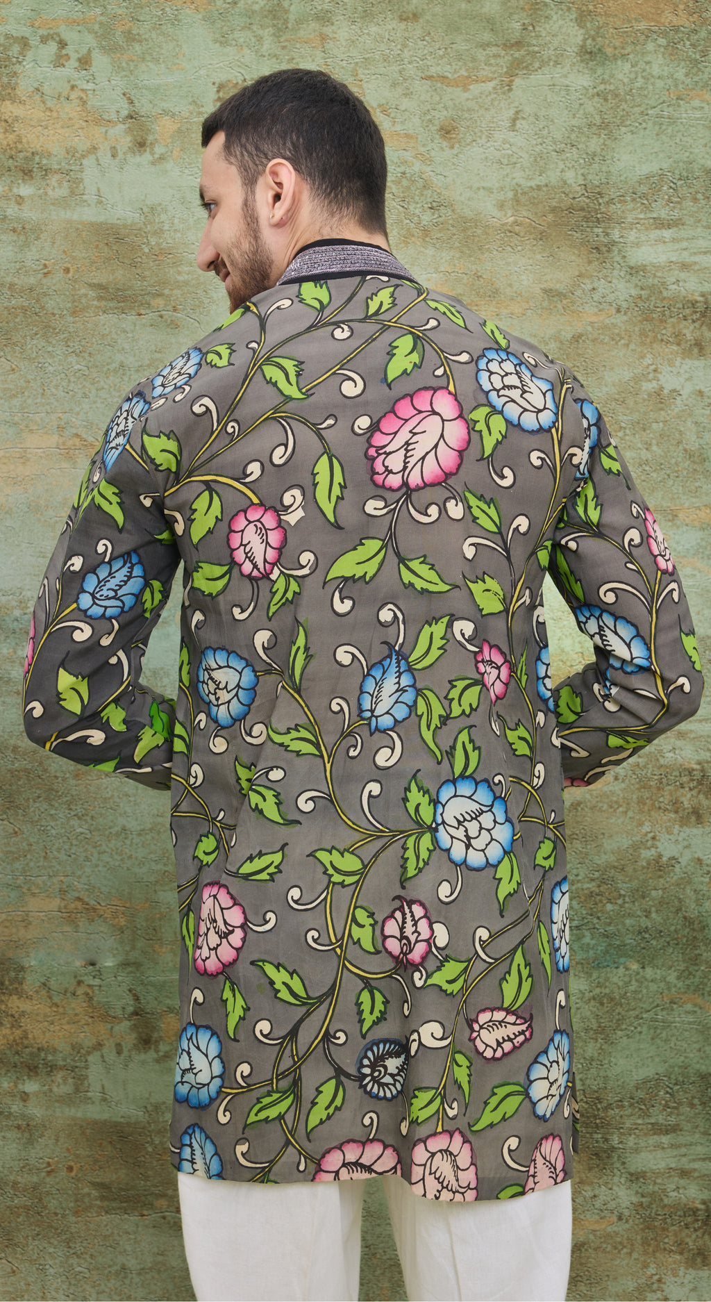 Grey Floral Garden Kurta