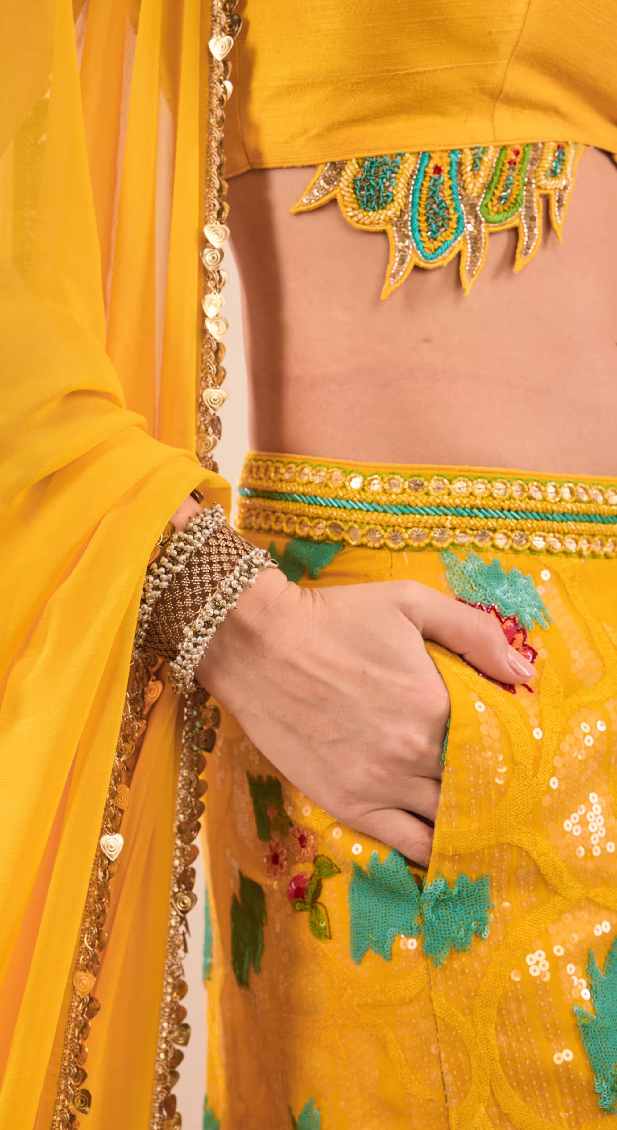 Mustard Sunflare Embroidered Sharara Set