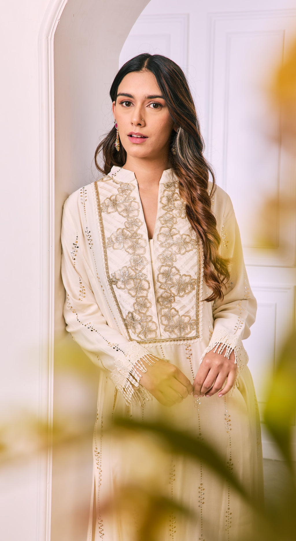 Ivory Blossom Embroidered Kurta Set