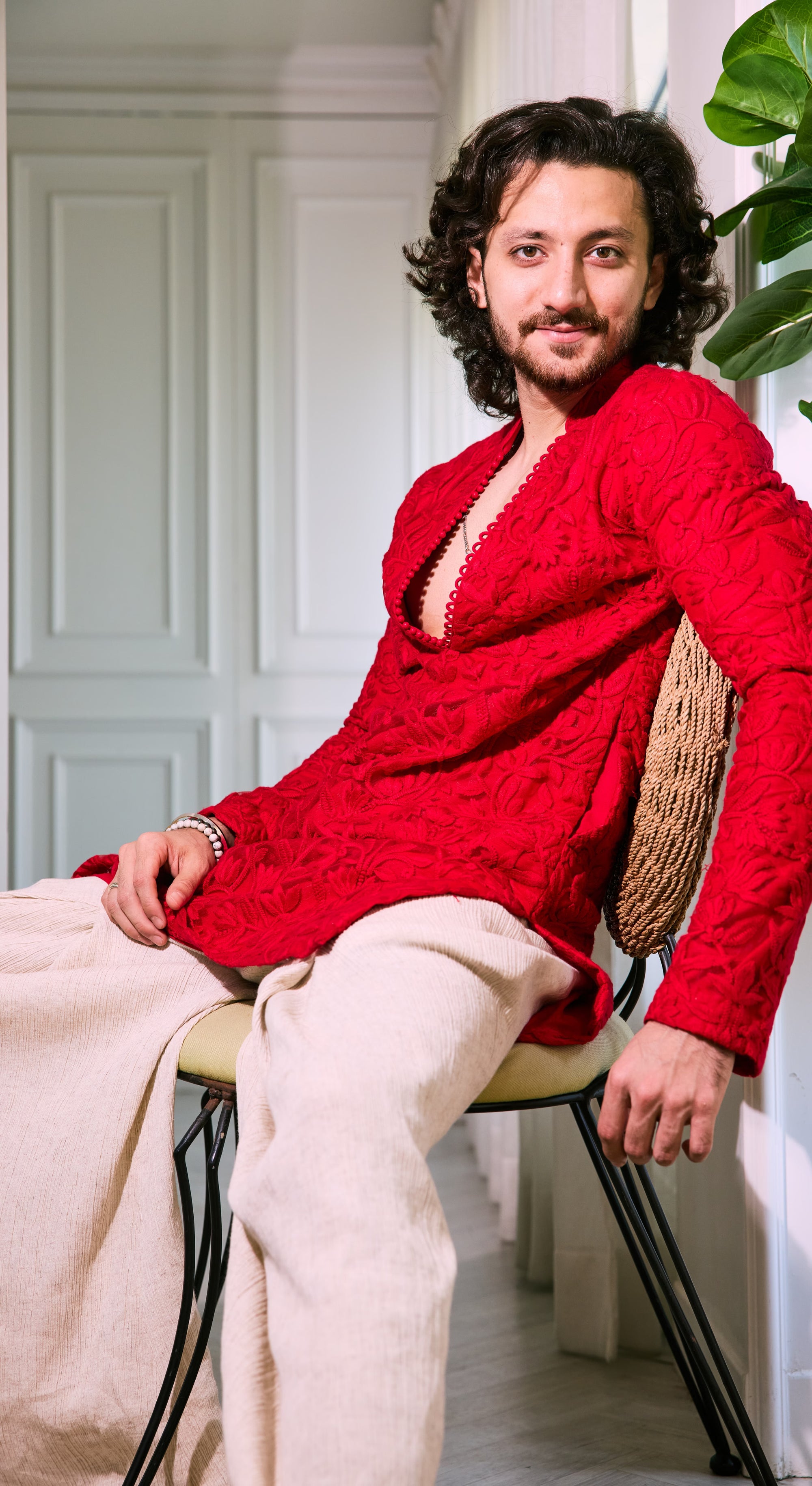 Crimson Embroidered Kurta Palazzo Set