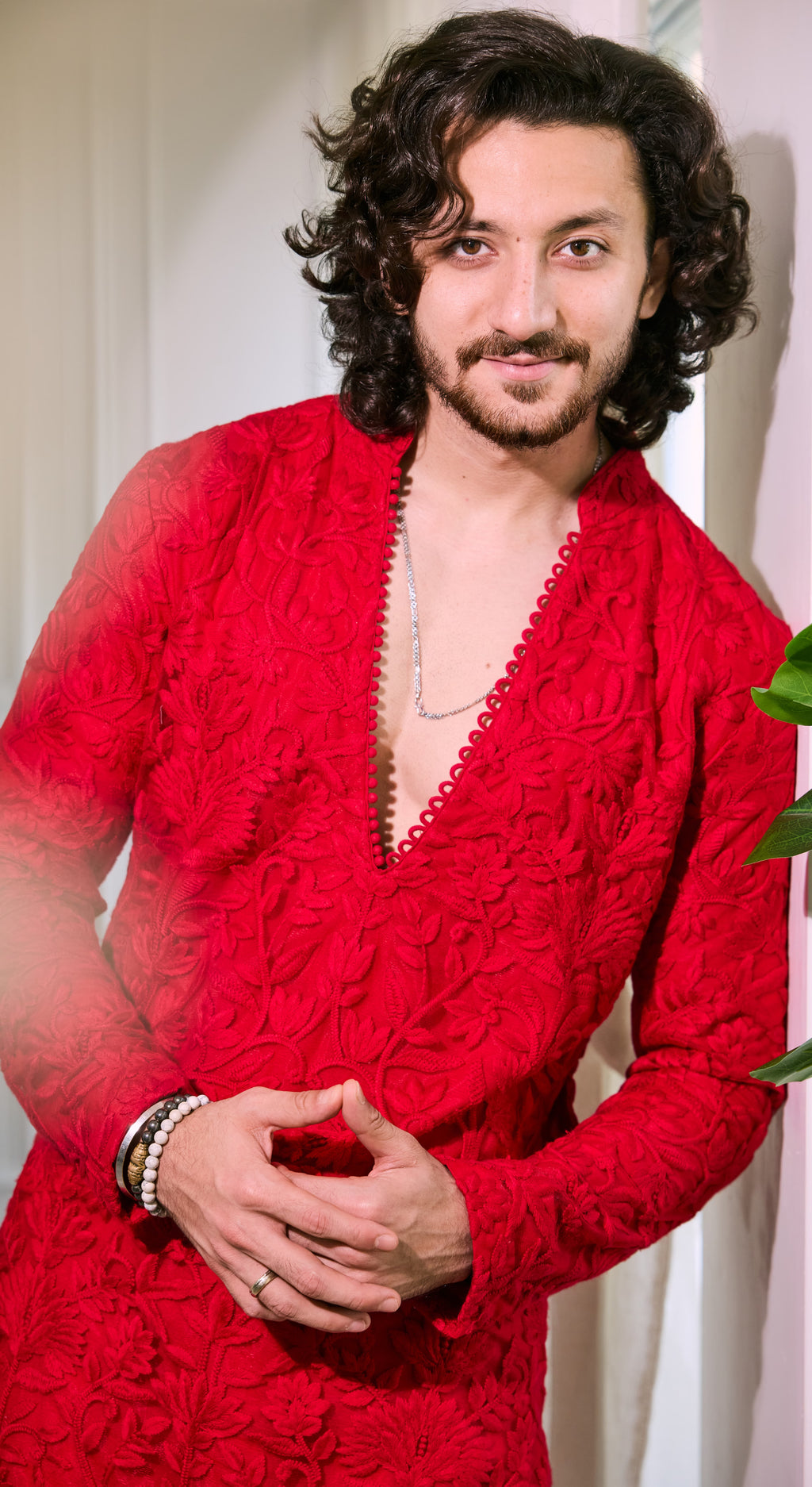 Crimson Embroidered Kurta Palazzo Set
