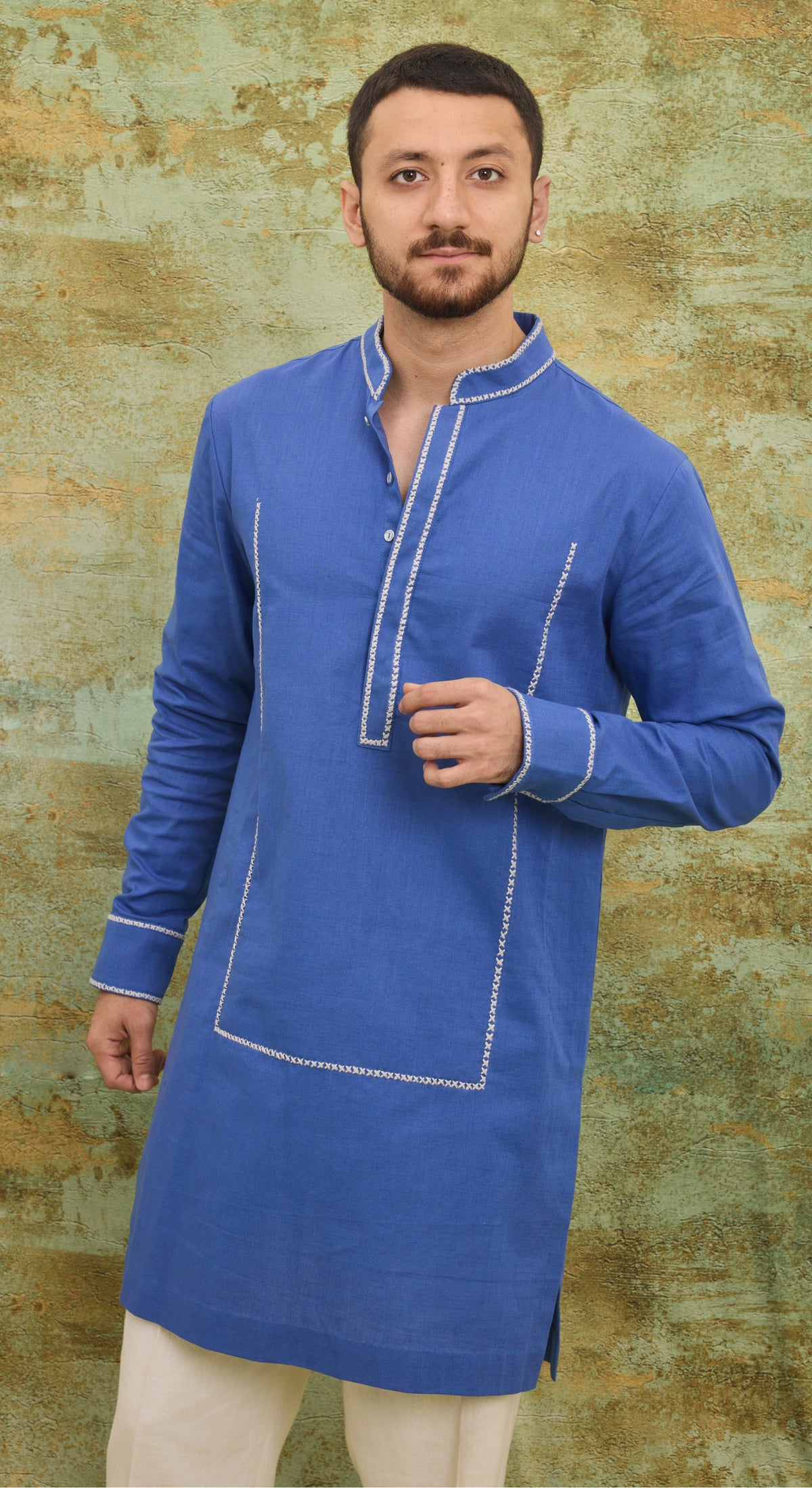 Cobalt Blue & Ivory Men’s Kurta Set