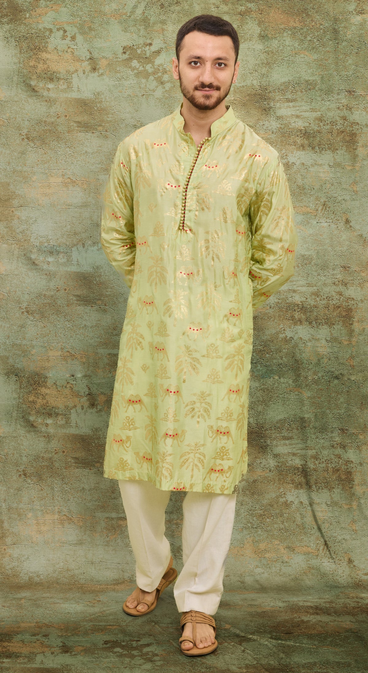 Lime Palm Safari Kurta Set