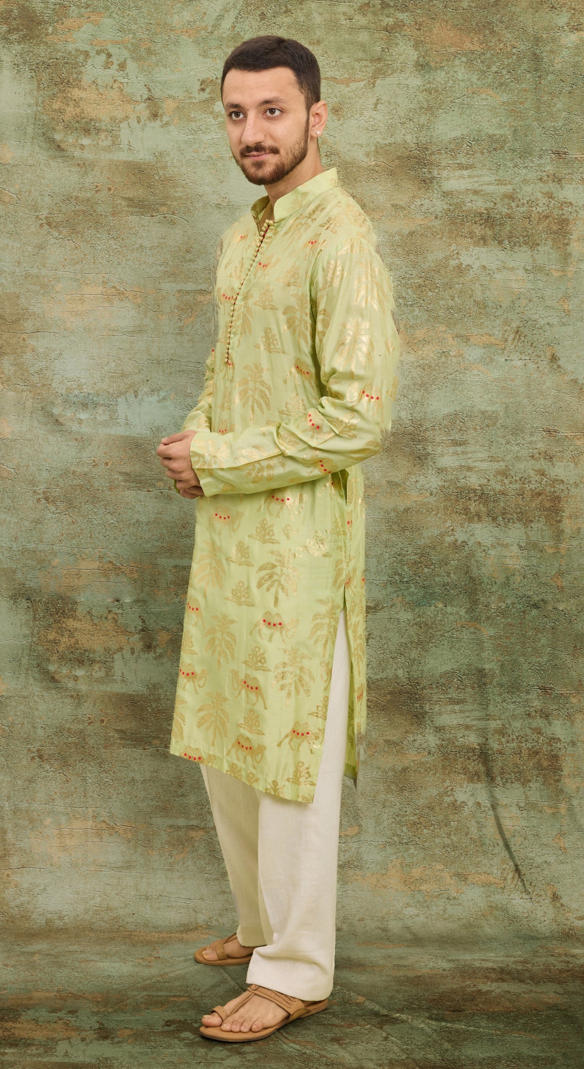 Lime Palm Safari Kurta Set