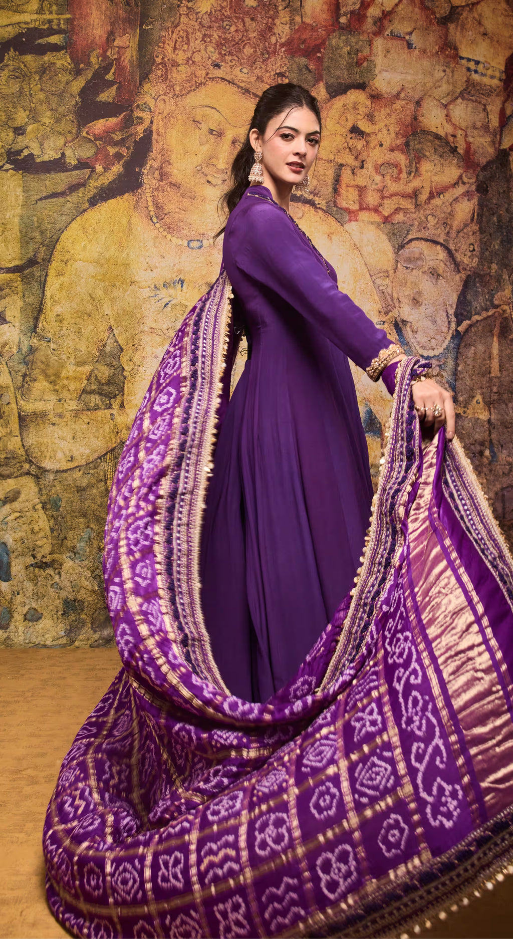 Regal Purple Bandhani Anarkali Suit