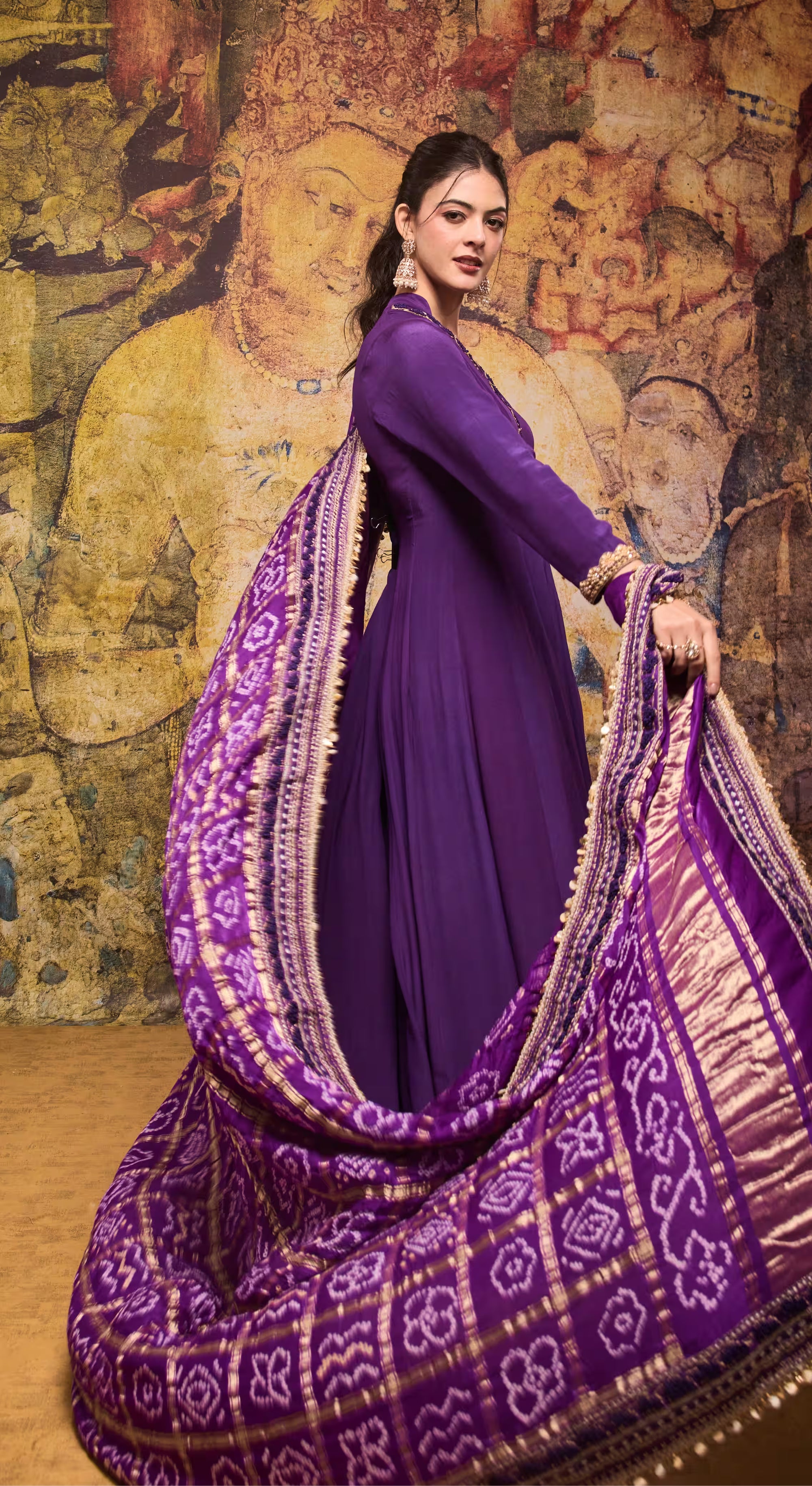 Regal Purple Bandhani Anarkali Suit