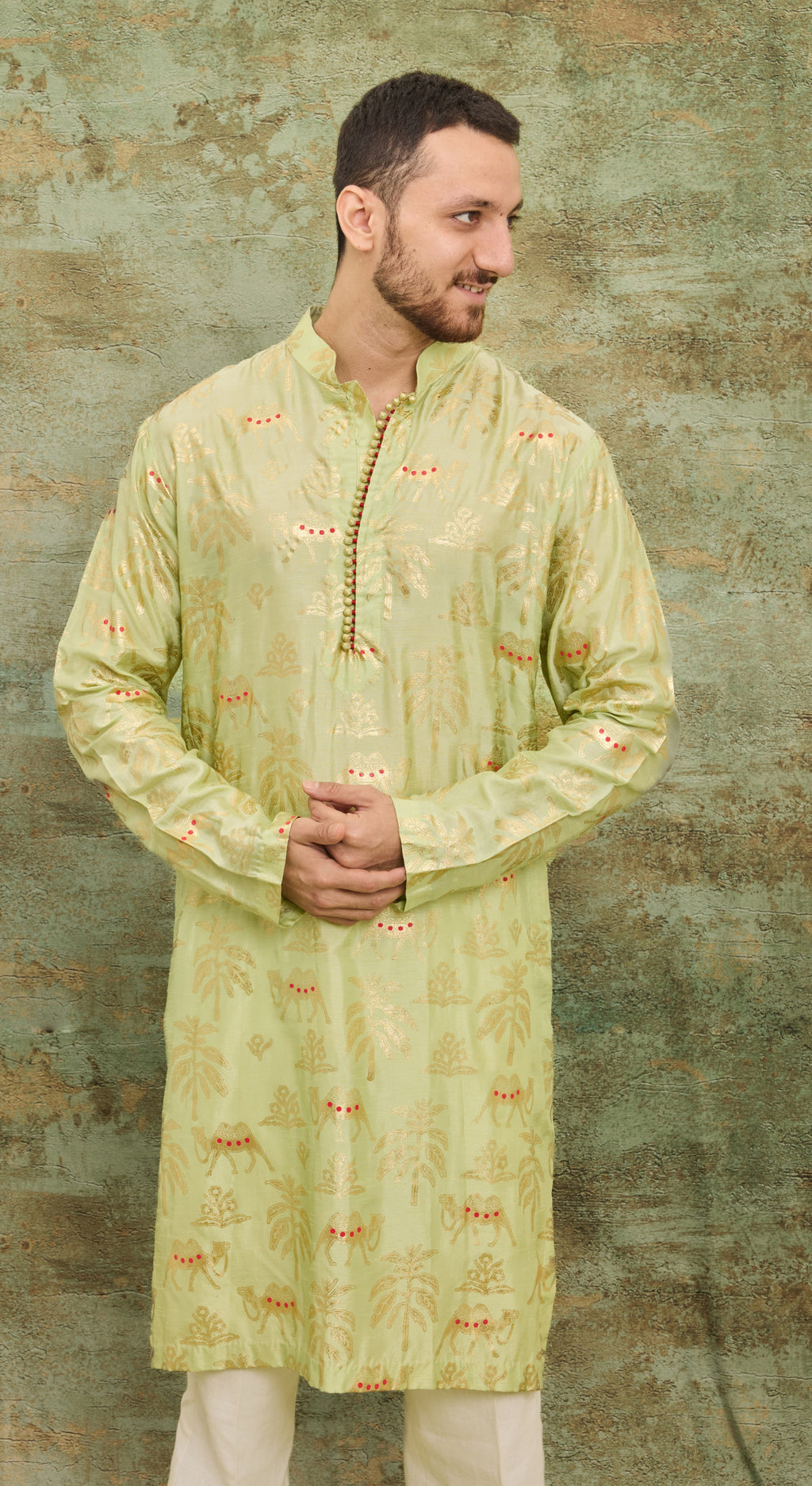 Lime Palm Safari Kurta Set