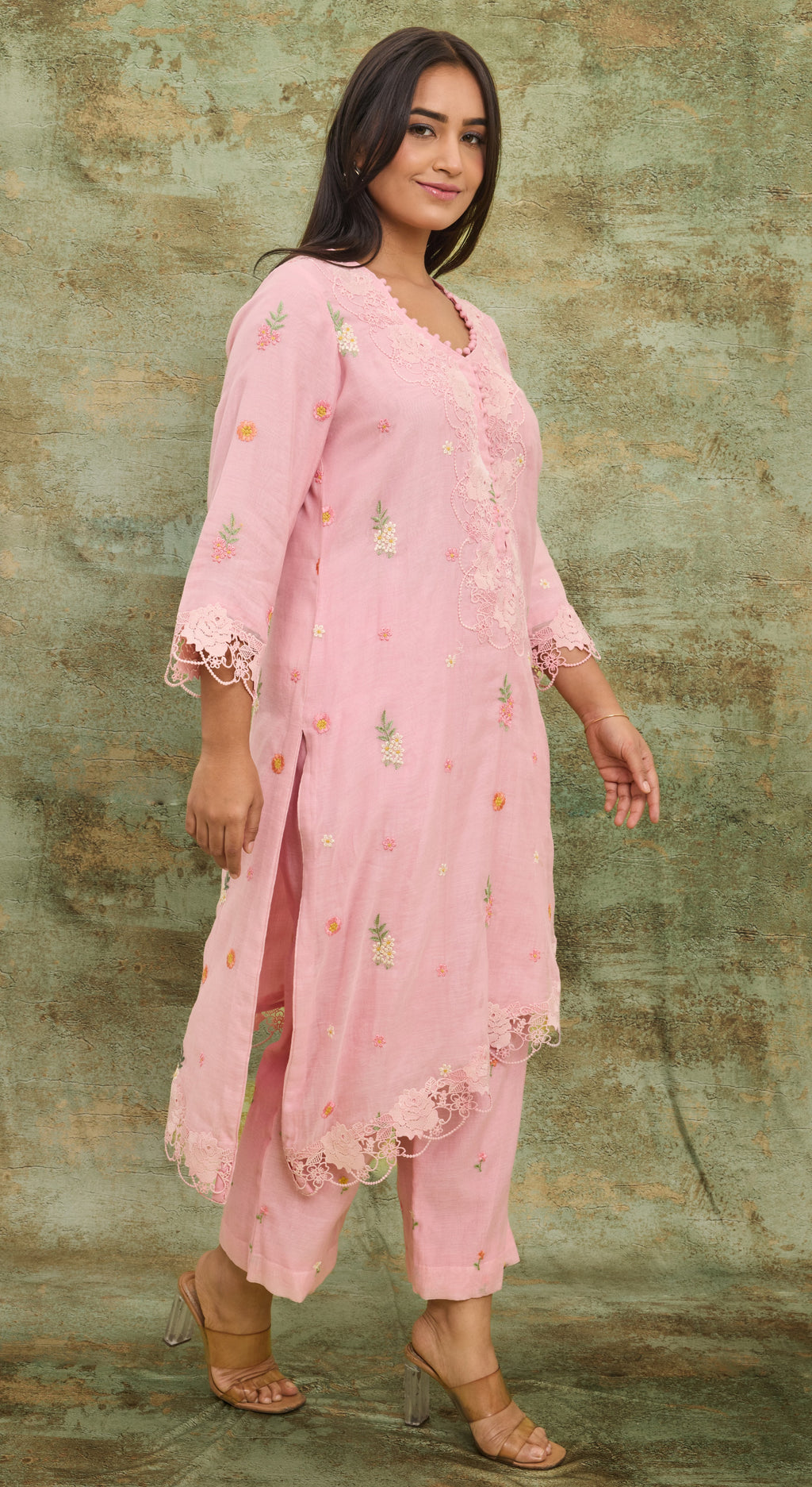 Blush Garden Lace Kurta Set
