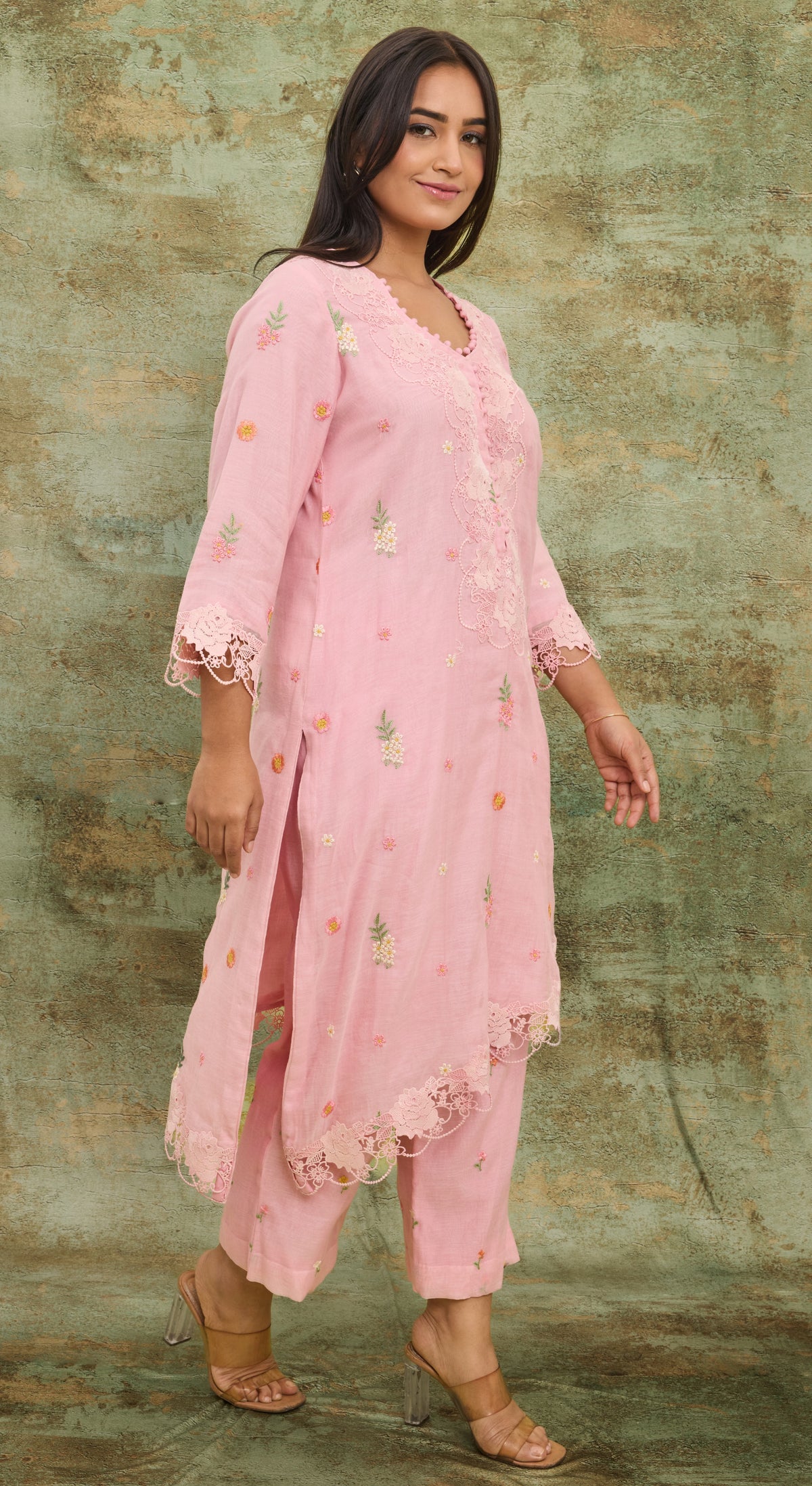 Blush Garden Lace Kurta Set