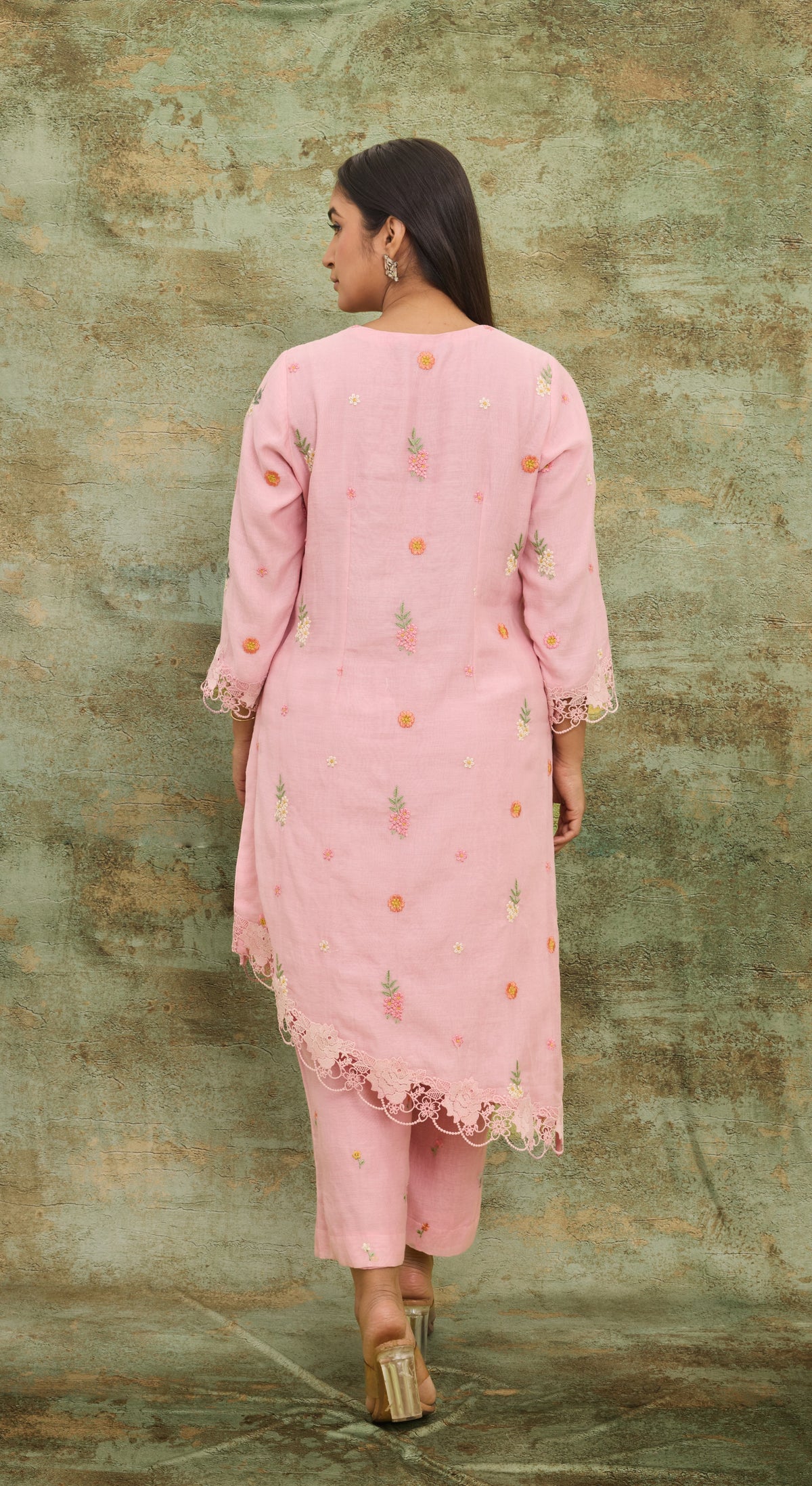 Blush Garden Lace Kurta Set