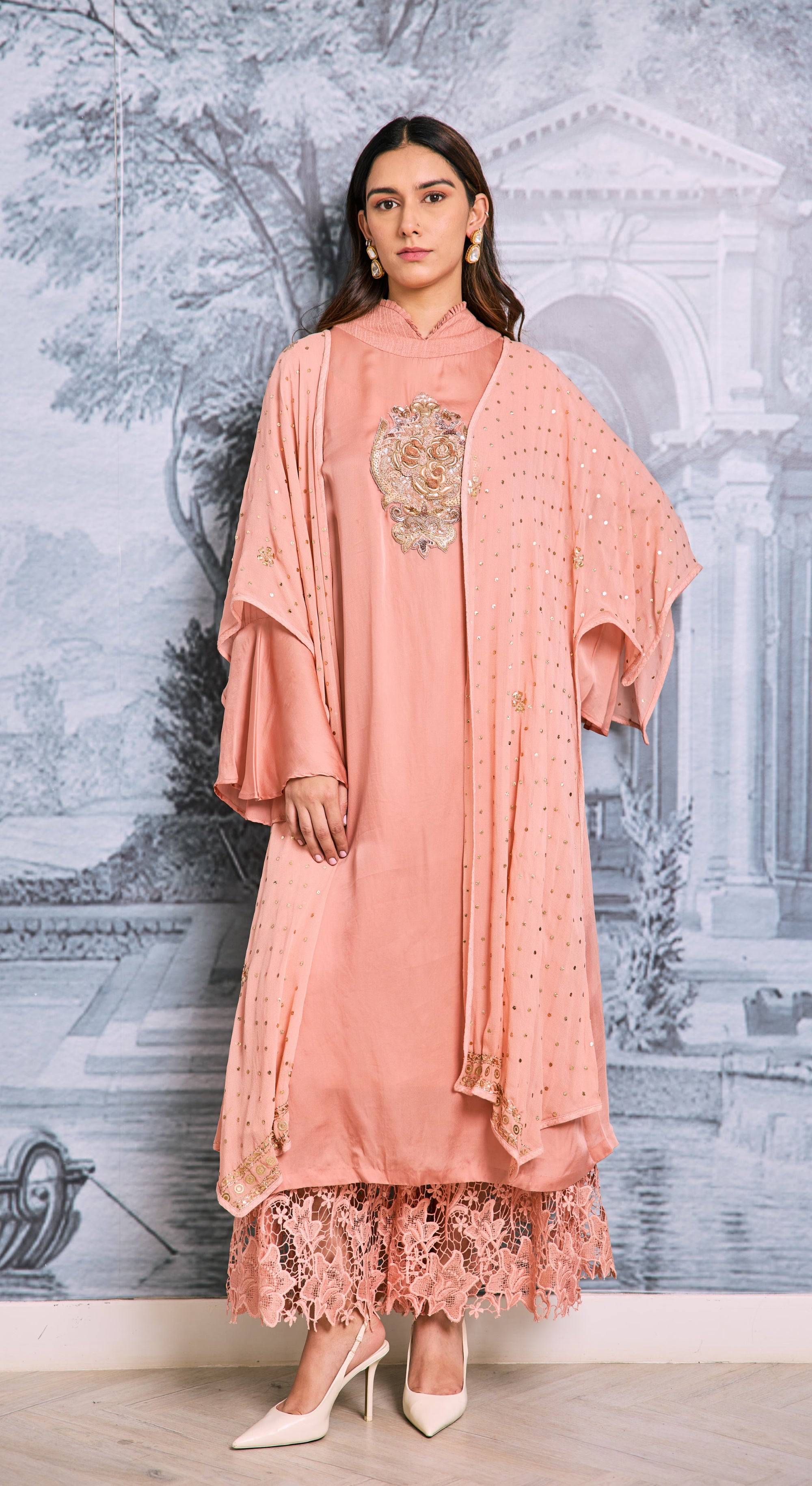 Peach Rosebell Luxe Kurta Set