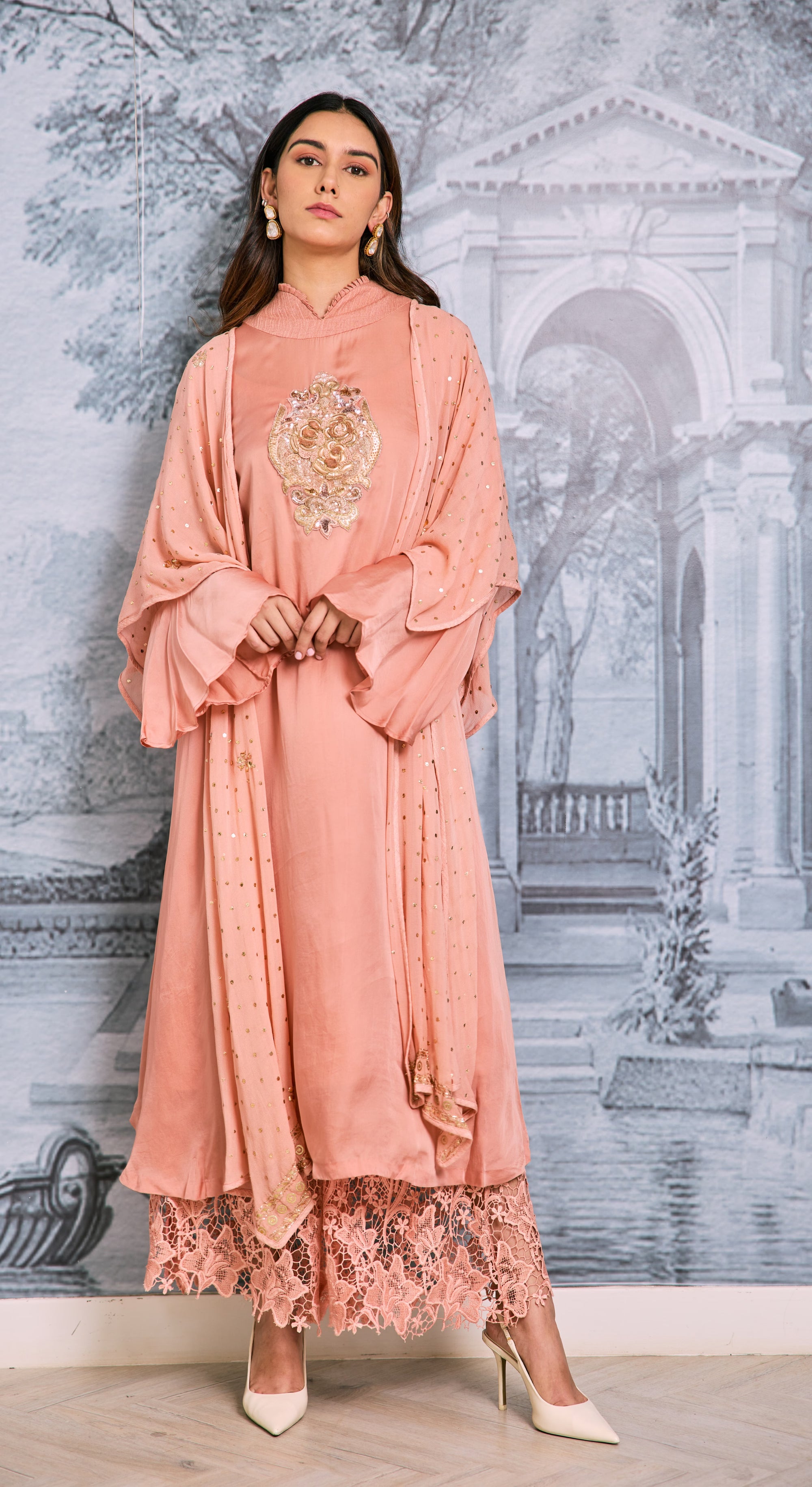 Peach Rosebell Luxe Kurta Set