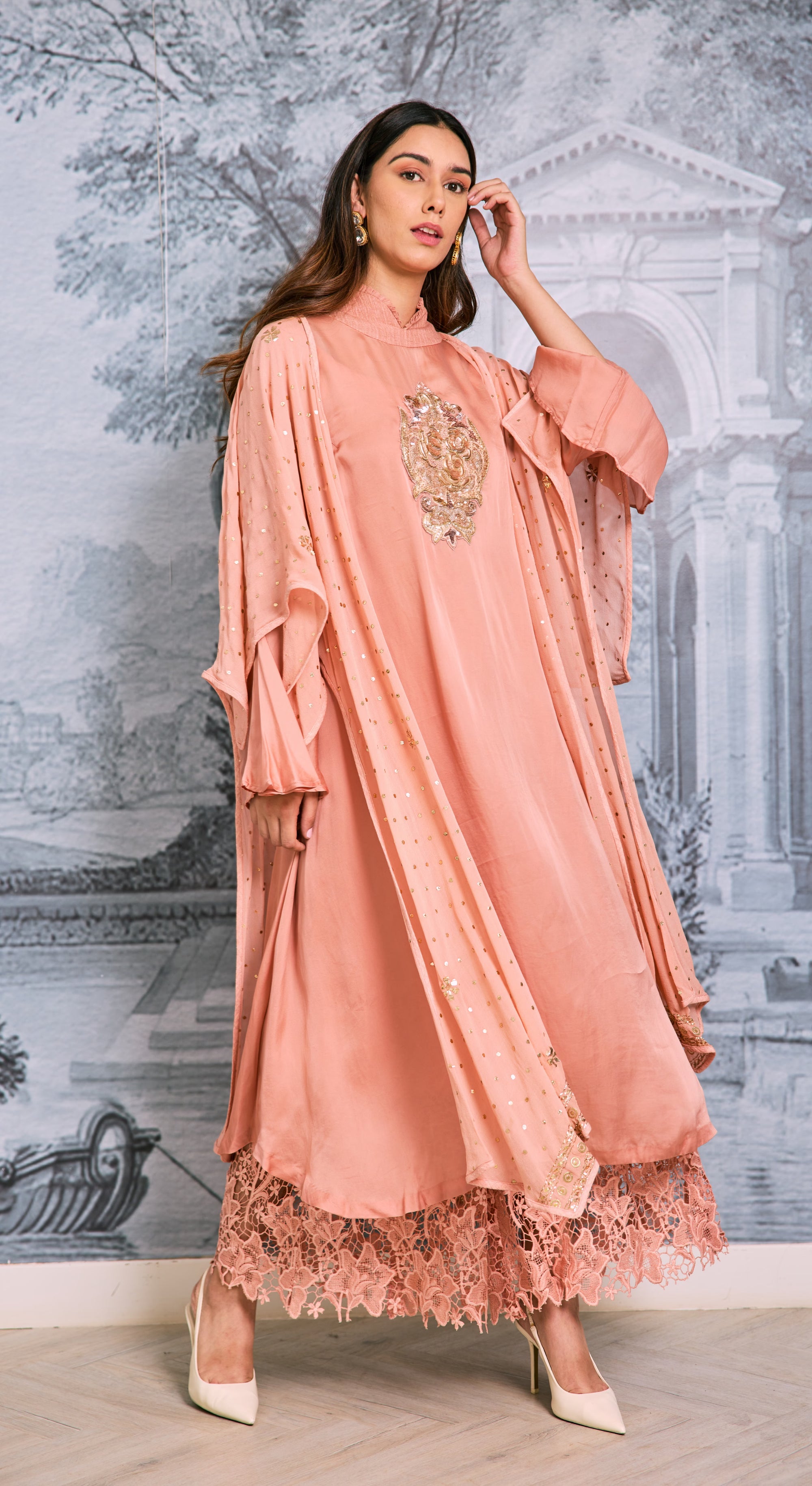 Peach Rosebell Luxe Kurta Set