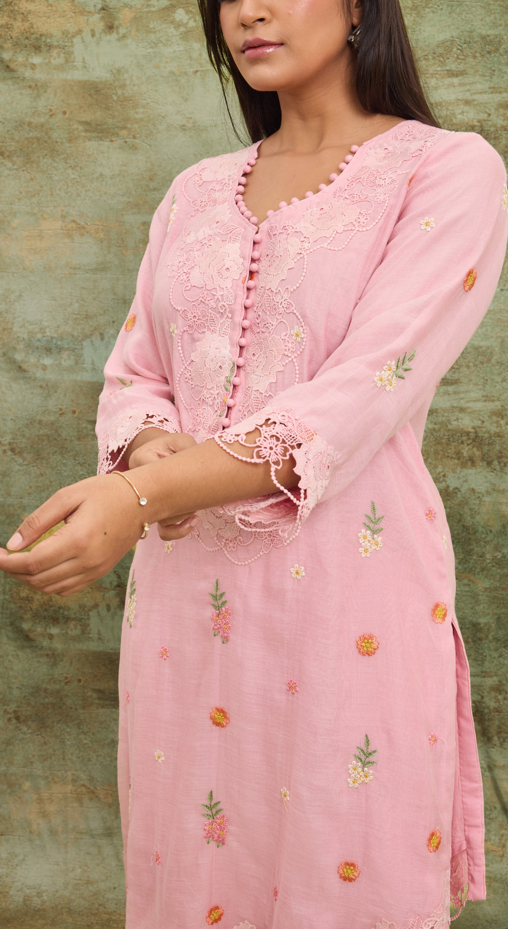 Blush Garden Lace Kurta Set