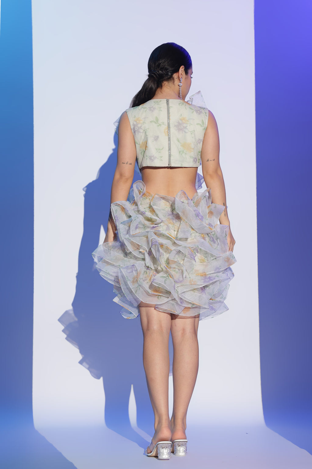 Sculpted Floral Organza Dress