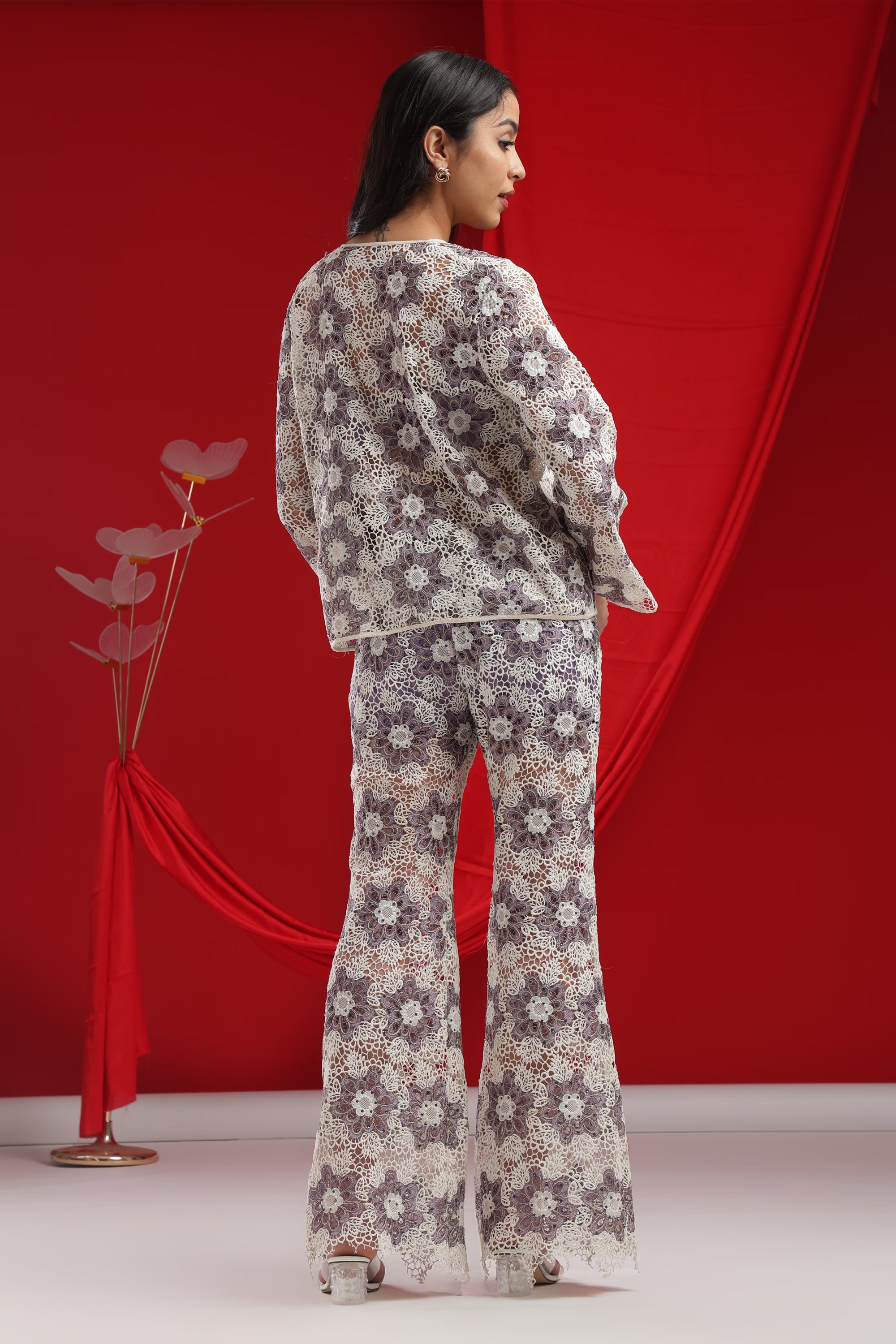 Ivory & Lavender Floral Crochet Co-Ord