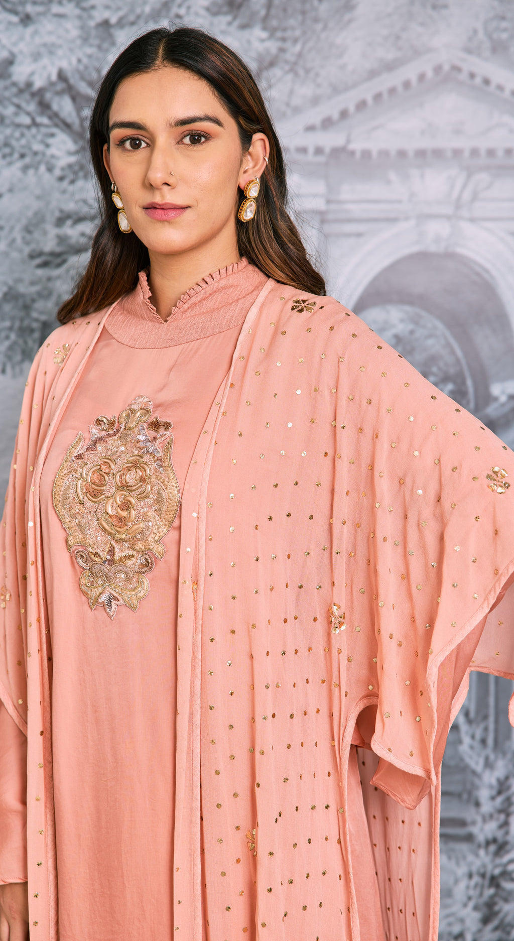Peach Rosebell Luxe Kurta Set