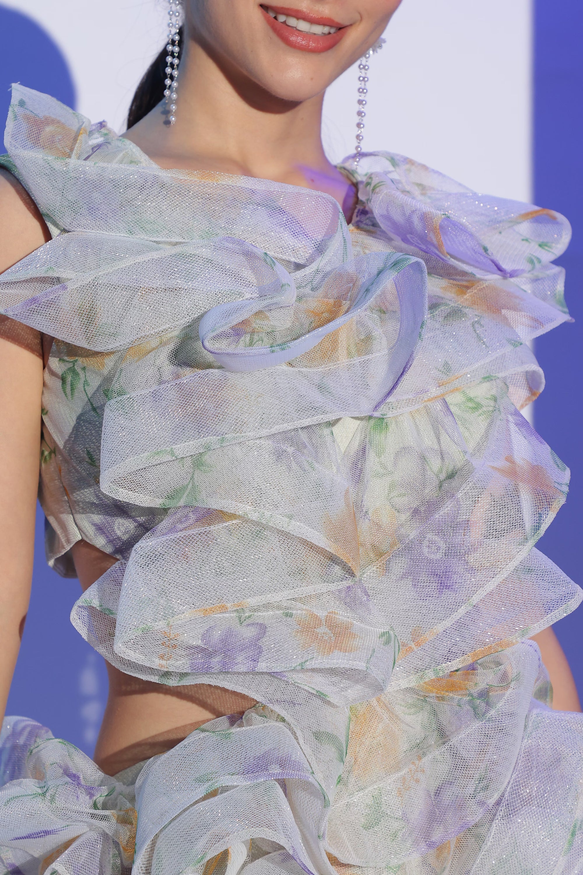 Sculpted Floral Organza Dress